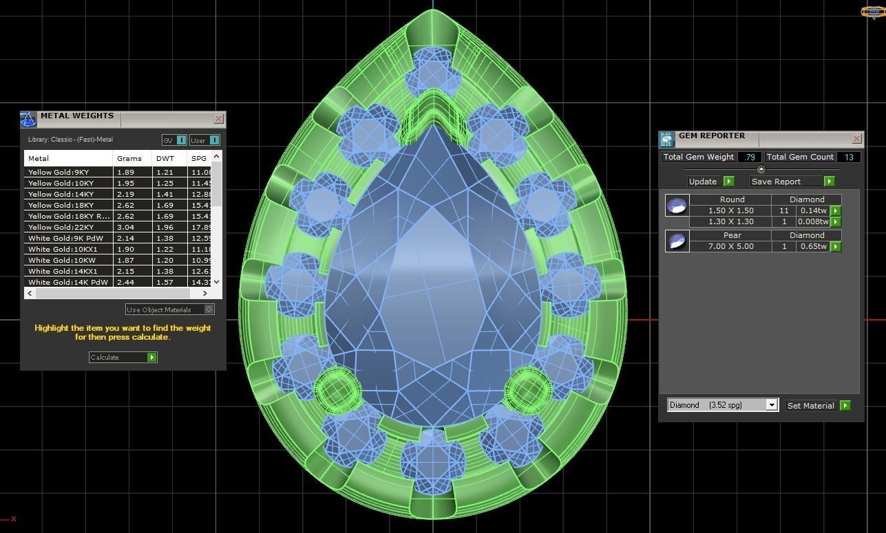 Women Pendants Pear Stone Pendant 3D print model_3