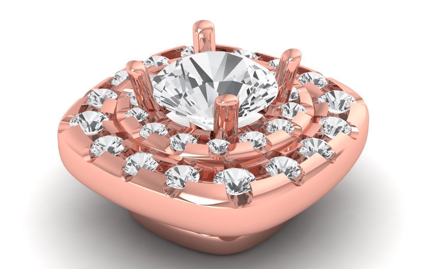 Women Pendants Double Halo Pendant 3D print model_1