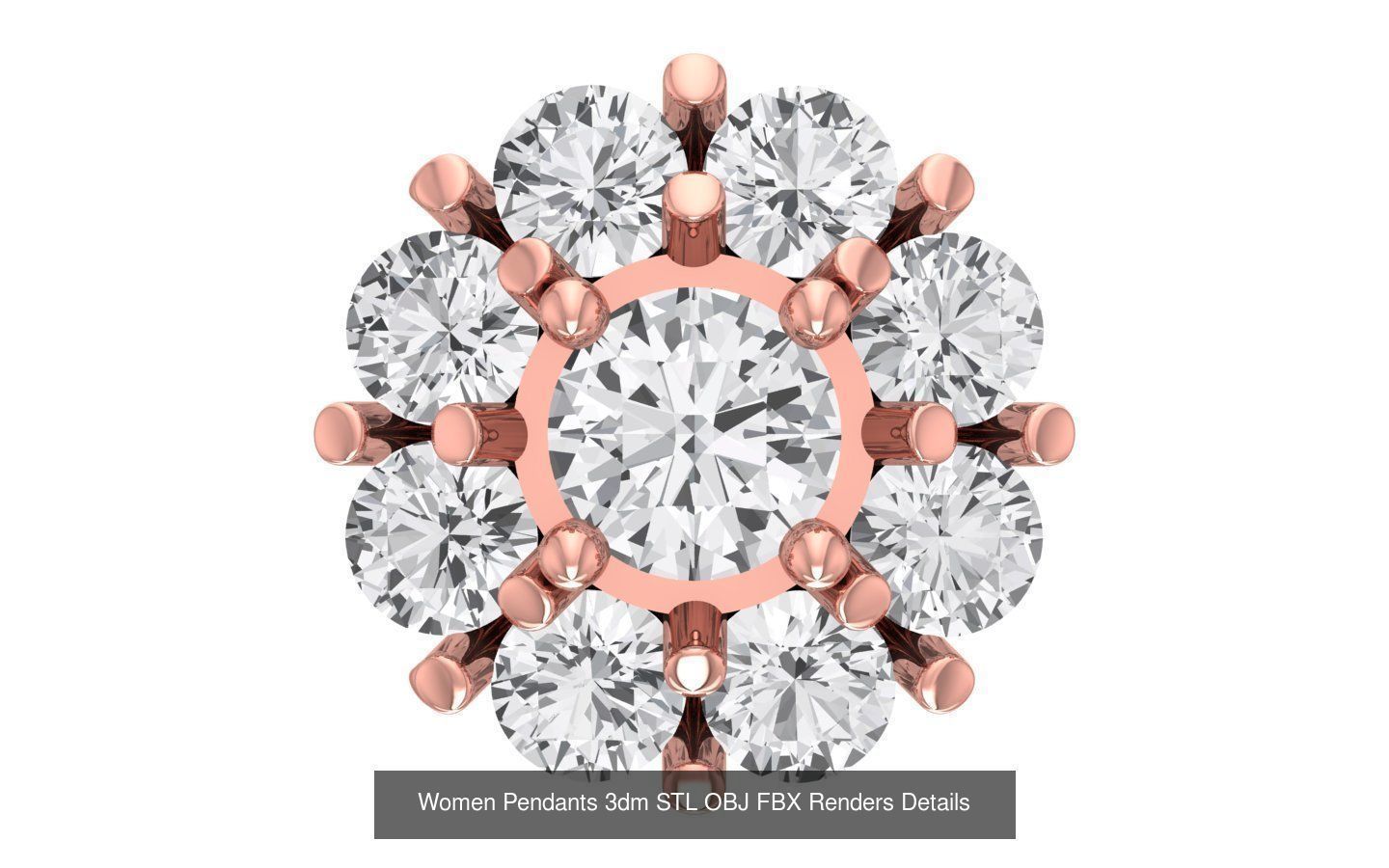 21 Solitaire Pendants 3dm STL OBJ FBX Renders Details Collection _15