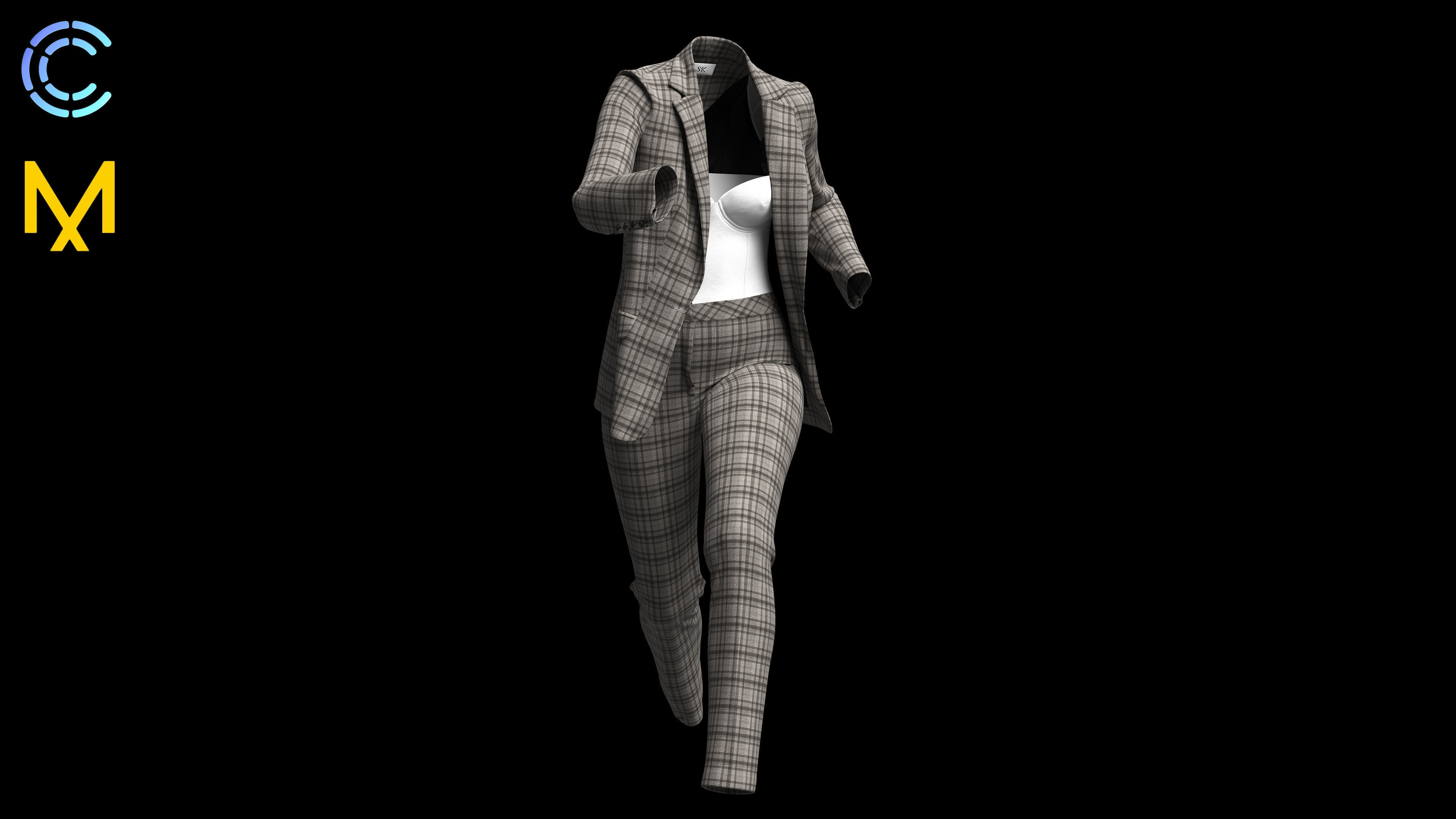 WOMEN BUSINESS SUIT 3D model_8
