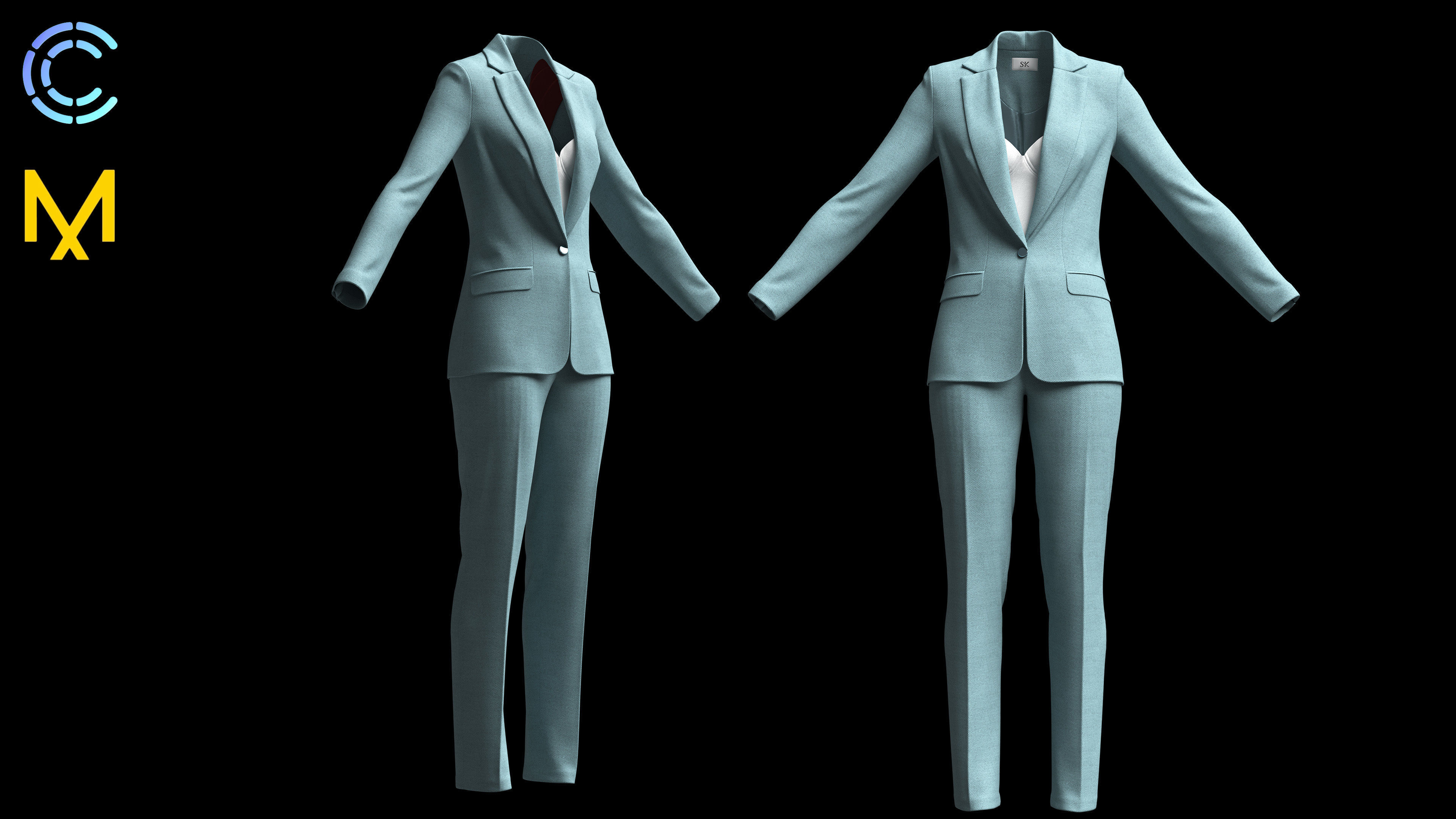 WOMEN BUSINESS SUIT 3D model_1