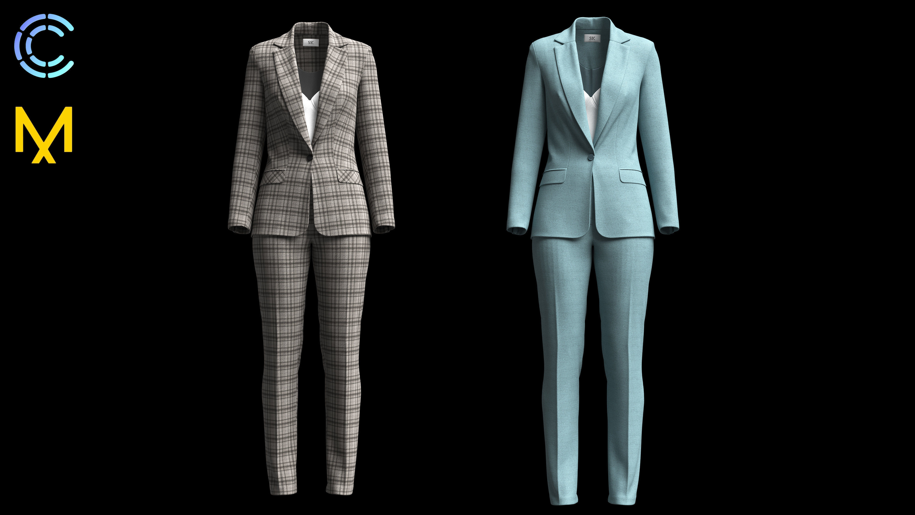 WOMEN BUSINESS SUIT 3D model_3