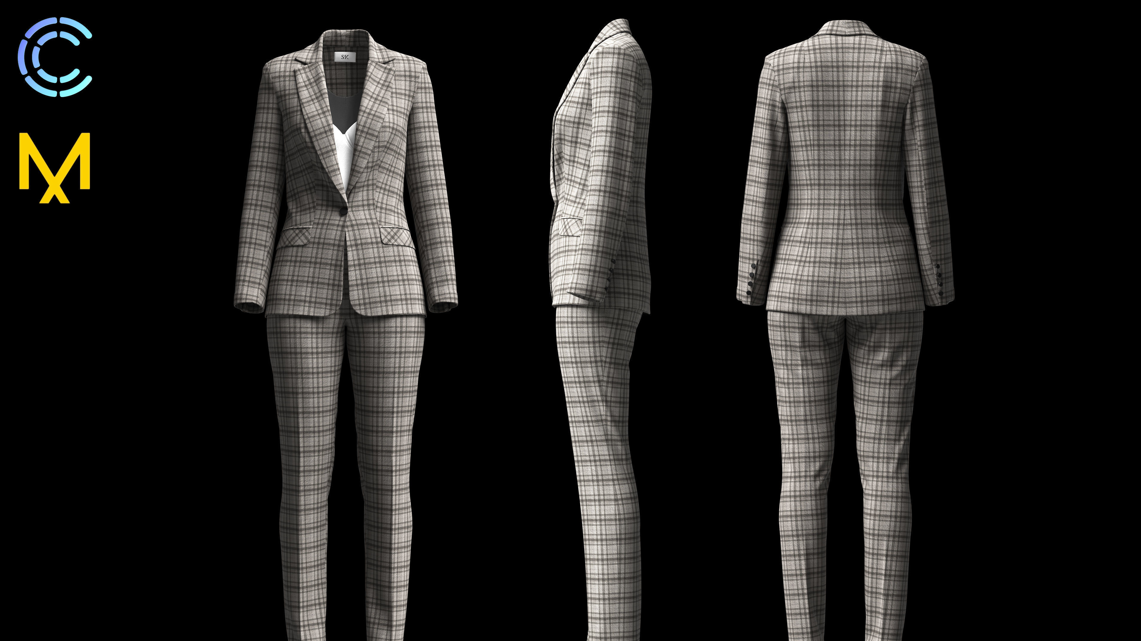 WOMEN BUSINESS SUIT 3D model_2