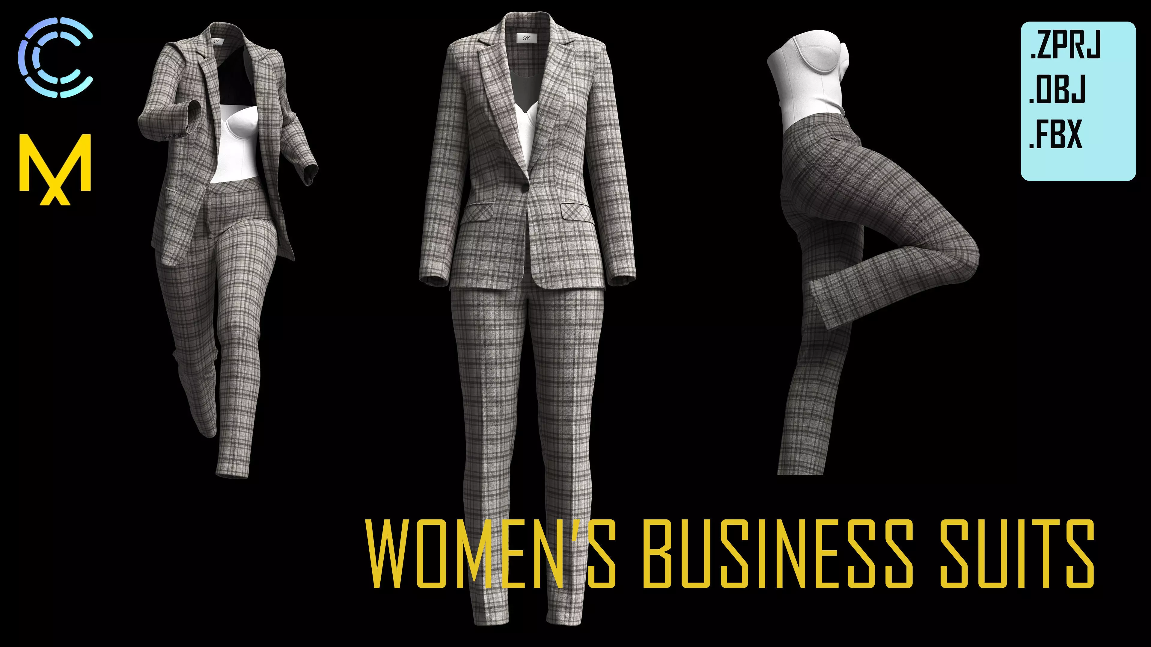 WOMEN BUSINESS SUIT 3D model_0