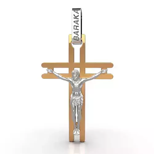 Cross with Jesus in Baraka style 3D print model