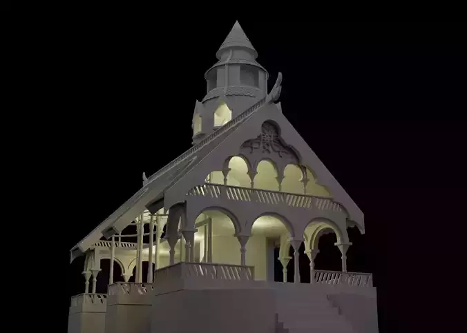 Elven Buidling with Tower 3D print model