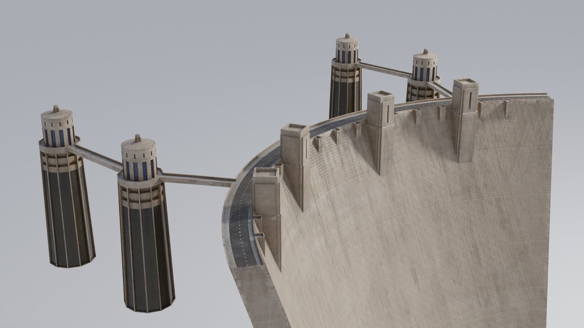 Hoover Dam with 8k and 4k Textures Low-poly 3D model_5