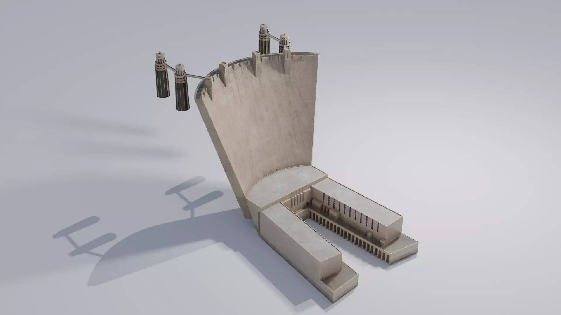 Hoover Dam with 8k and 4k Textures Low-poly 3D model_0