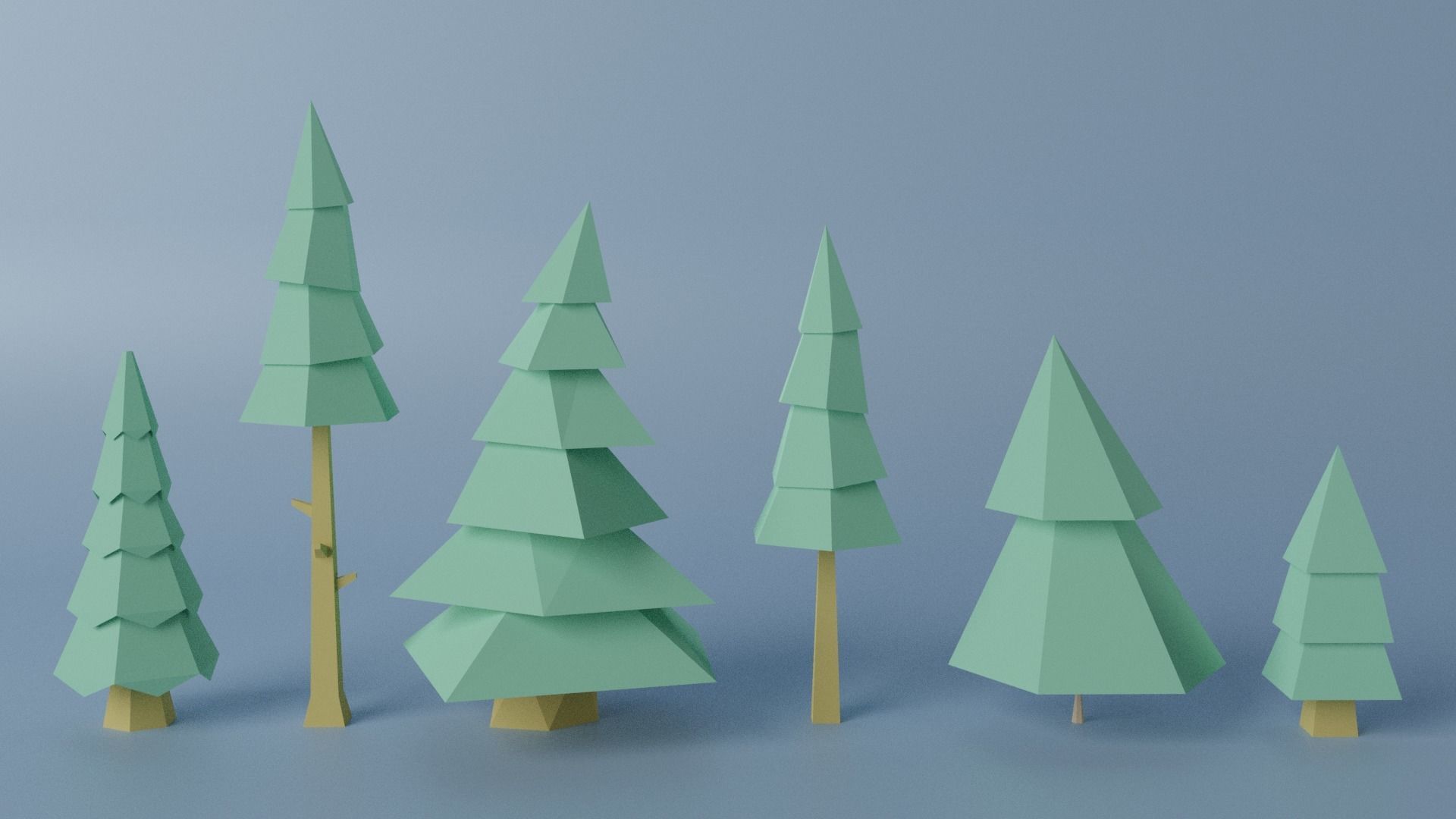 Cartoon Tree Collection Low-poly 3D model_1