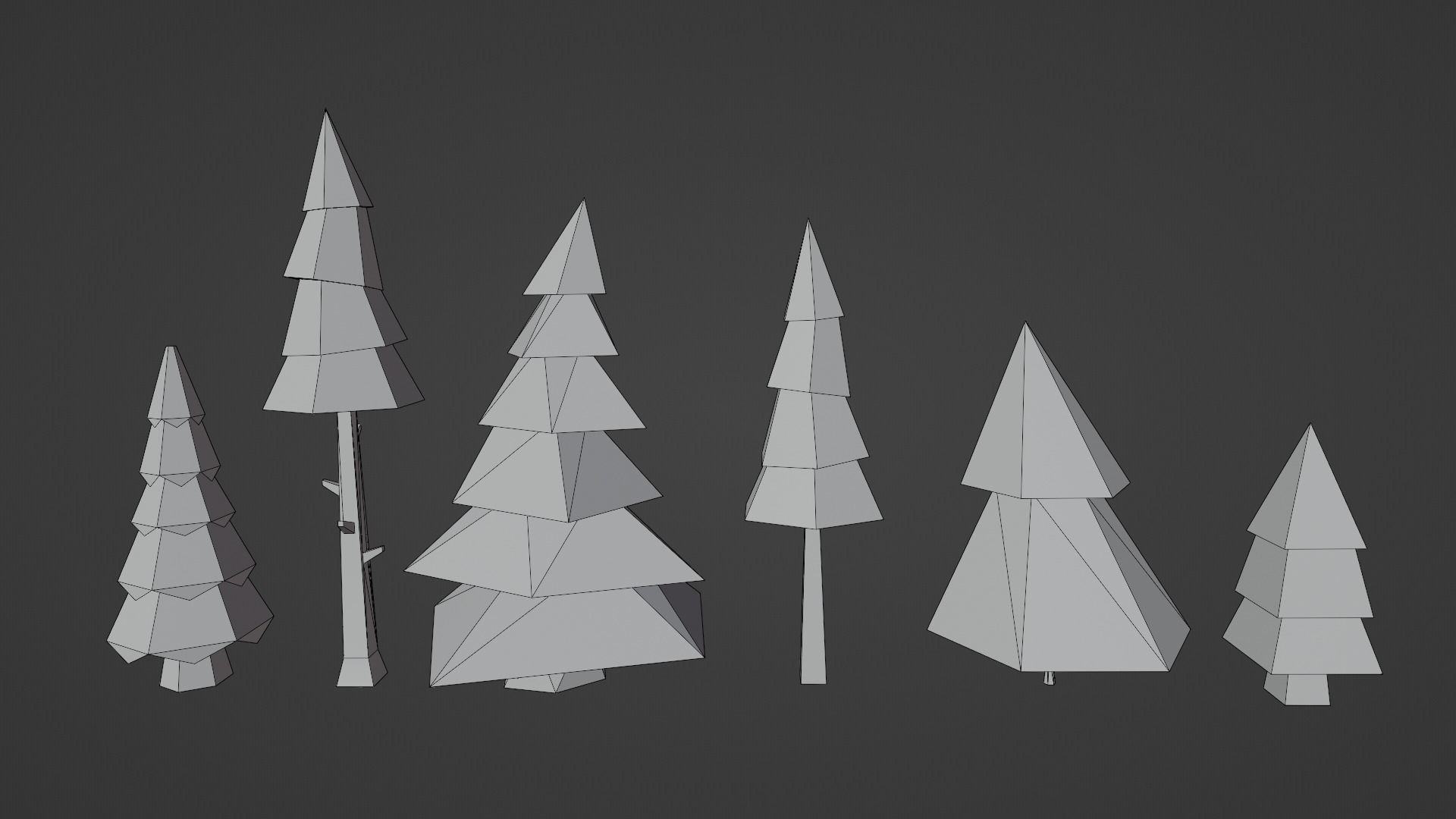 Cartoon Tree Collection Low-poly 3D model_3
