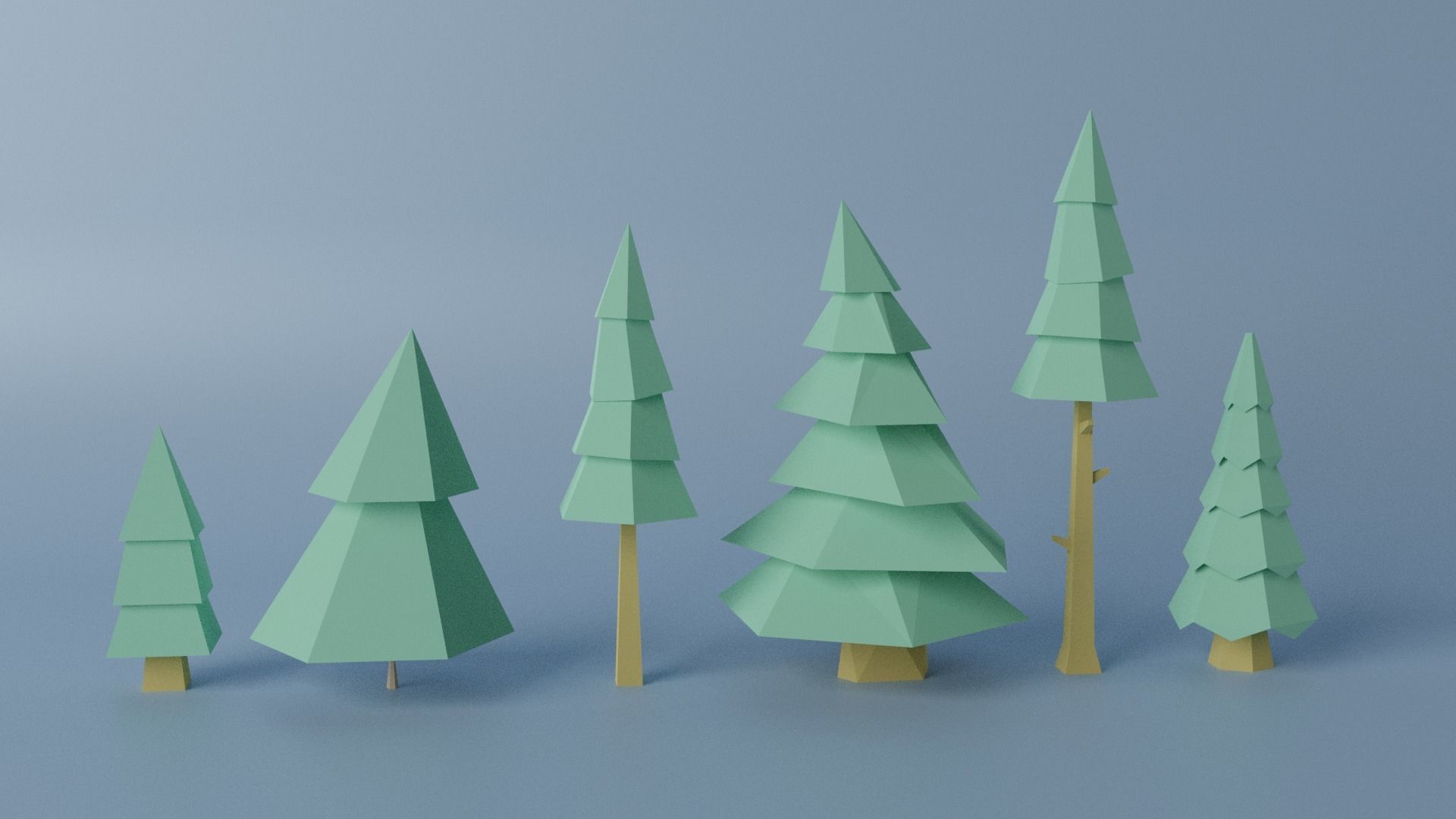 Cartoon Tree Collection Low-poly 3D model_2