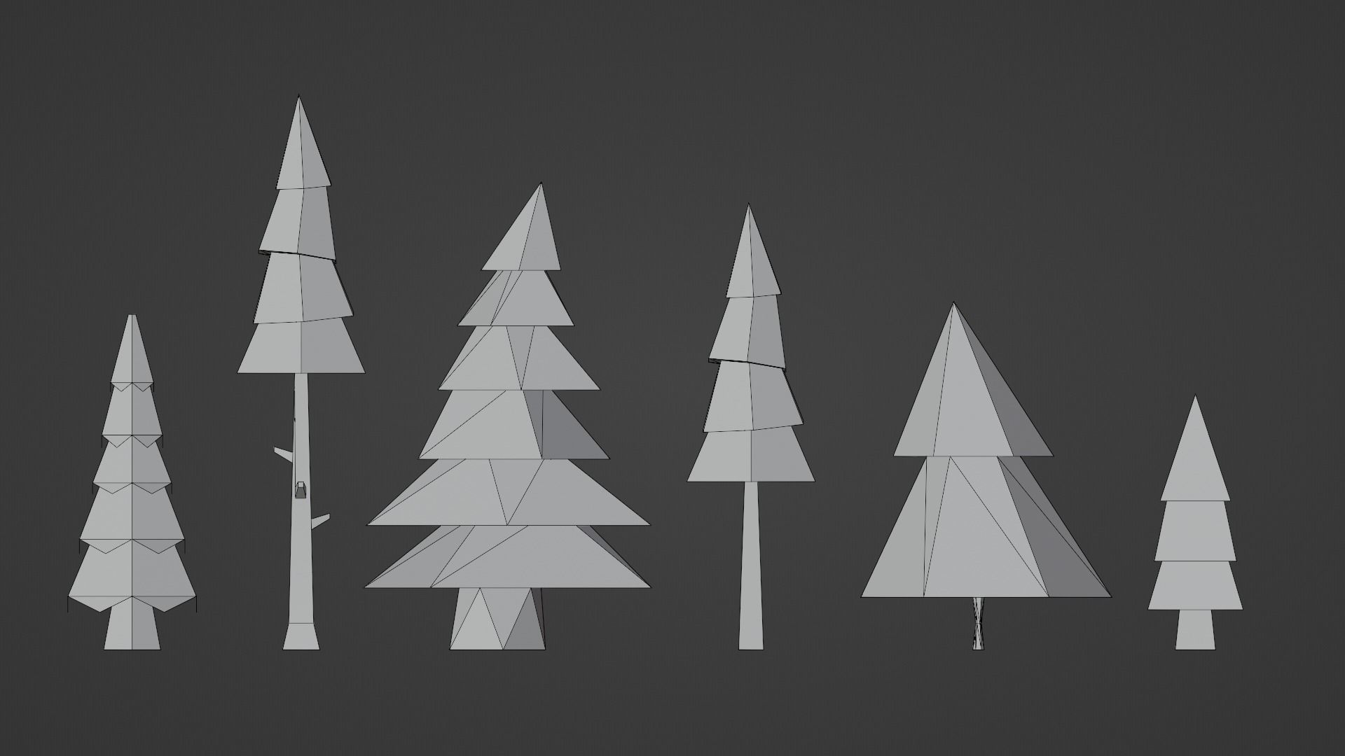 Cartoon Tree Collection Low-poly 3D model_4