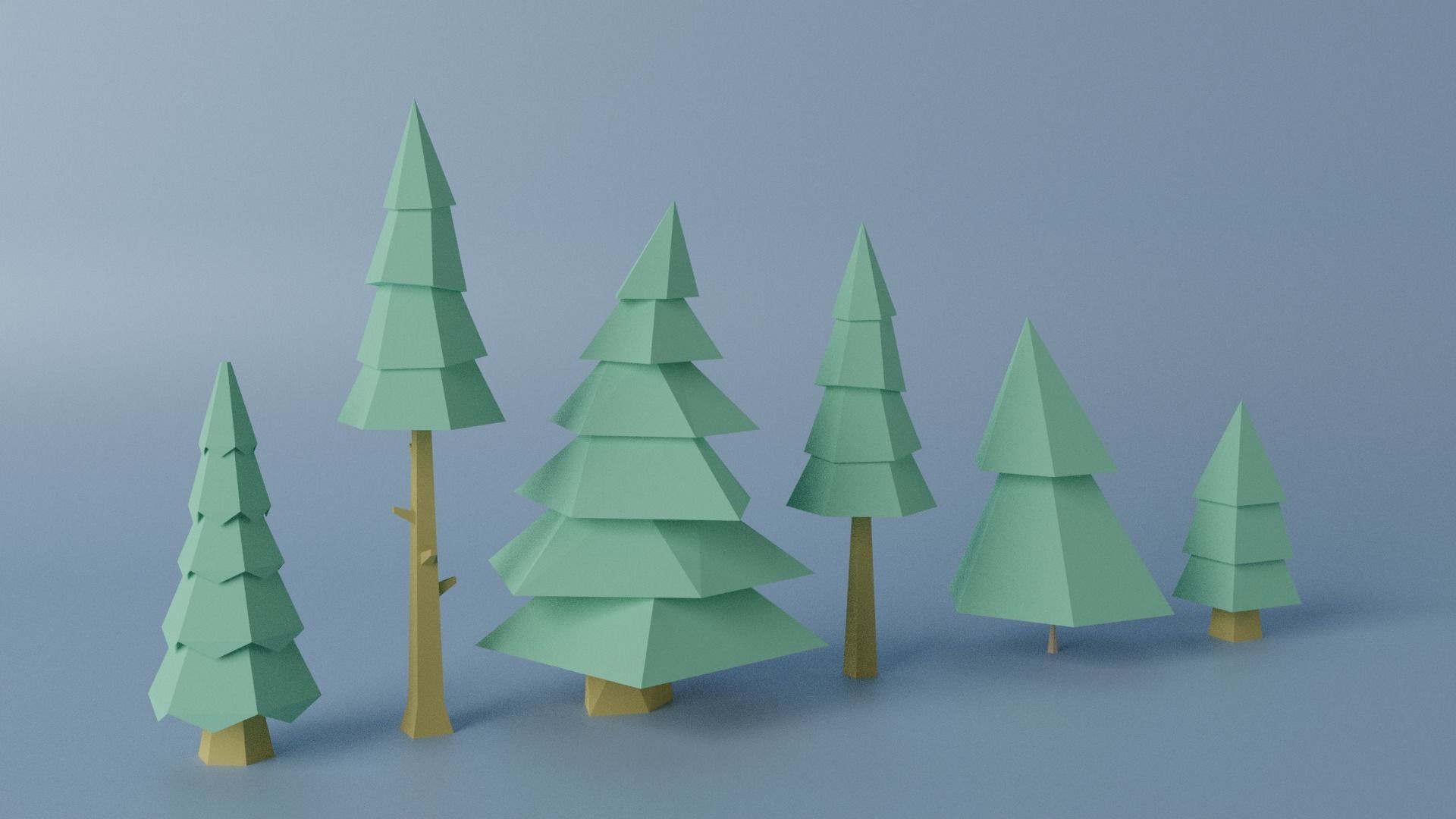 Cartoon Tree Collection Low-poly 3D model_6