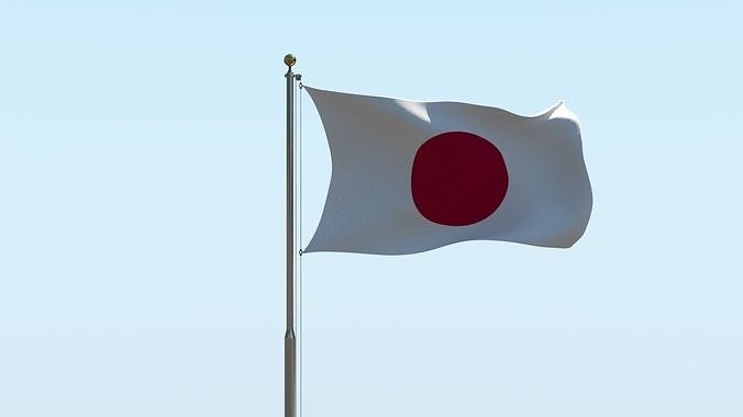 Animated Japan Flag  3D model