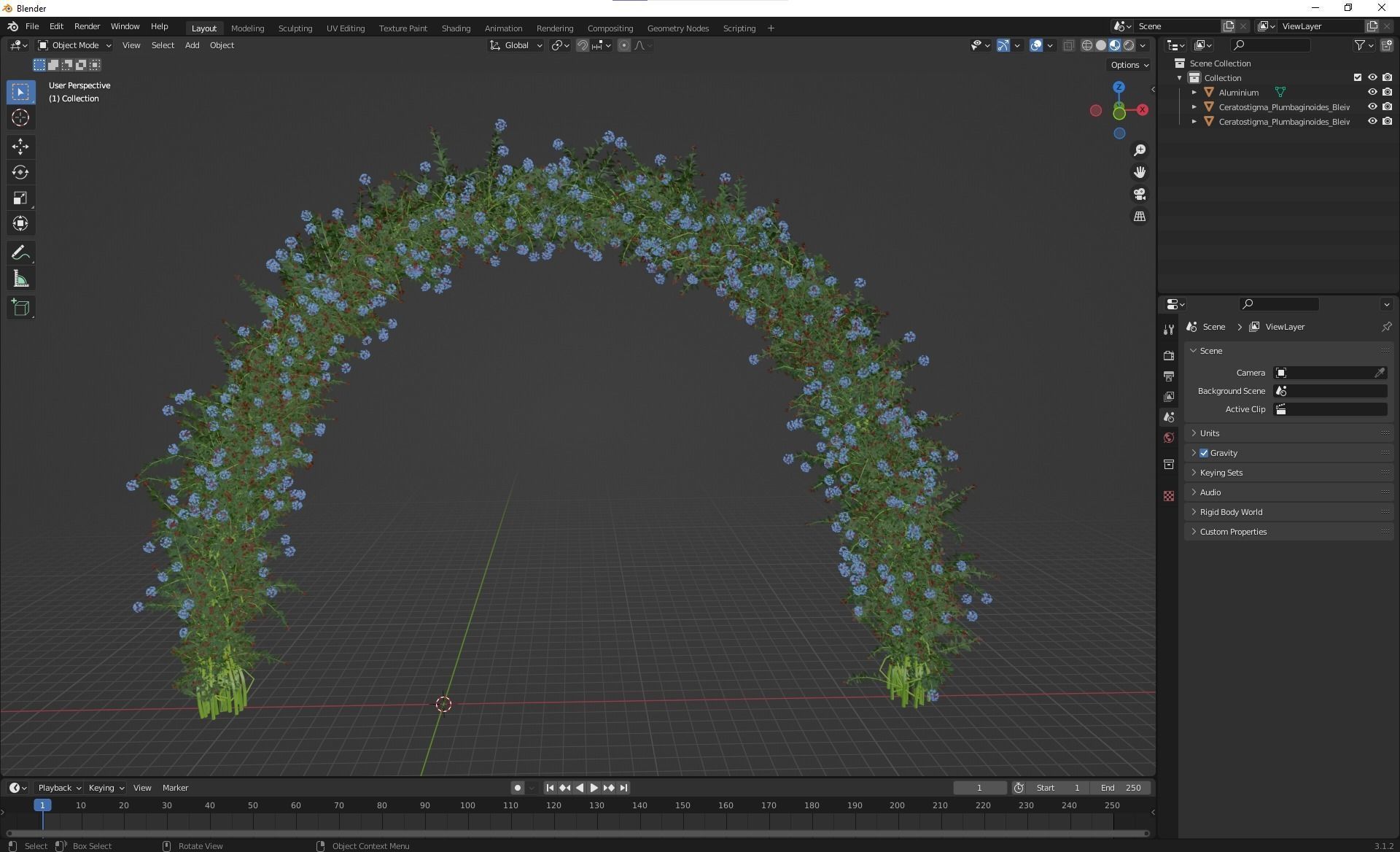 New Plant Ceratostigma Plumbaginoides Bleiwurz Decorative Free 3D model_5