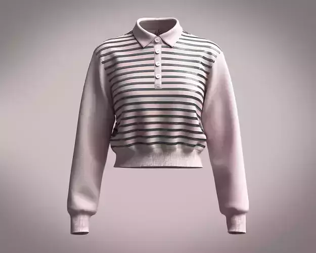 Ladies Long Sleeve Polo Shirt 3D model