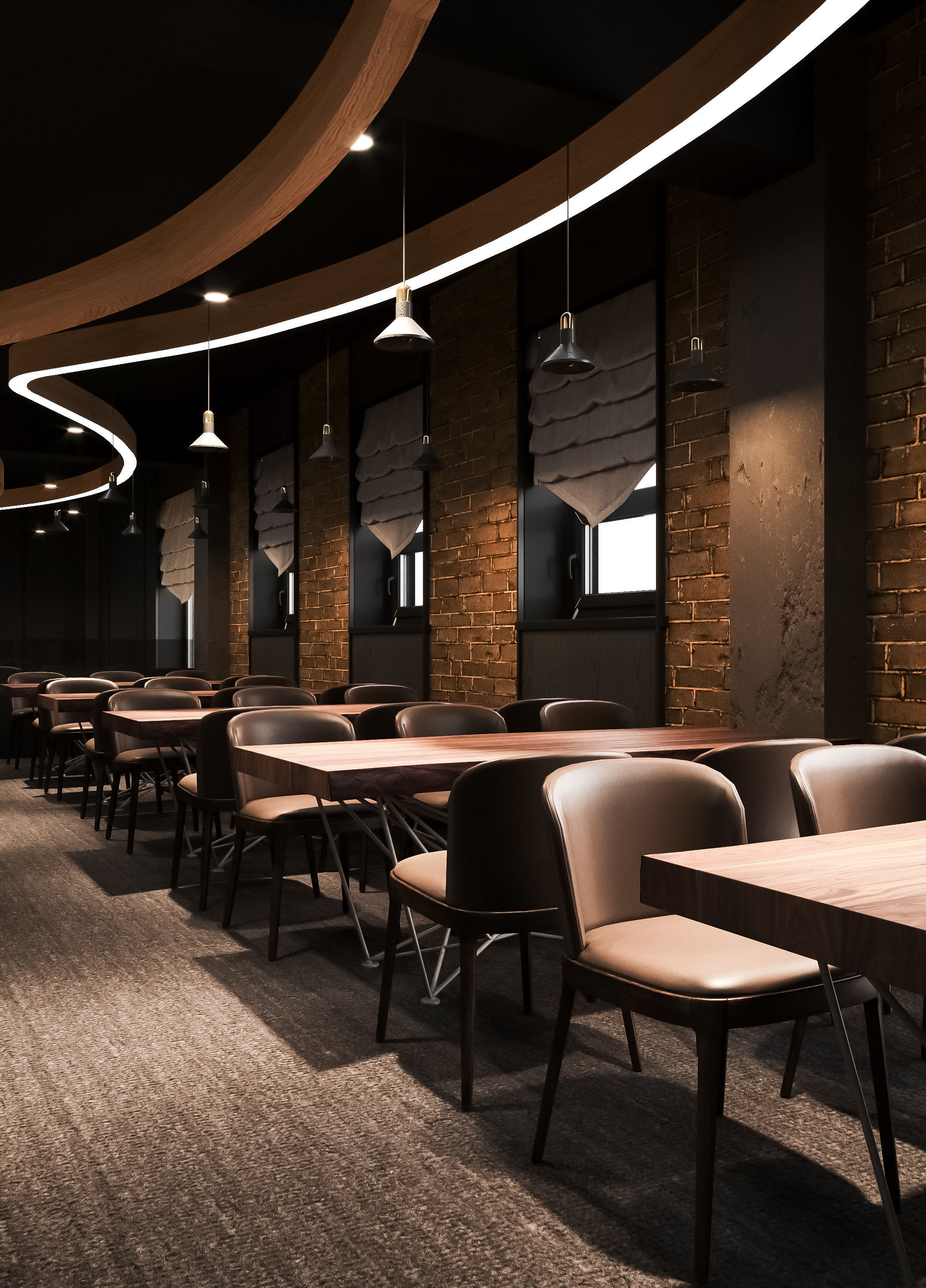 Full 3D scene restaurant industrial design 3D model_6