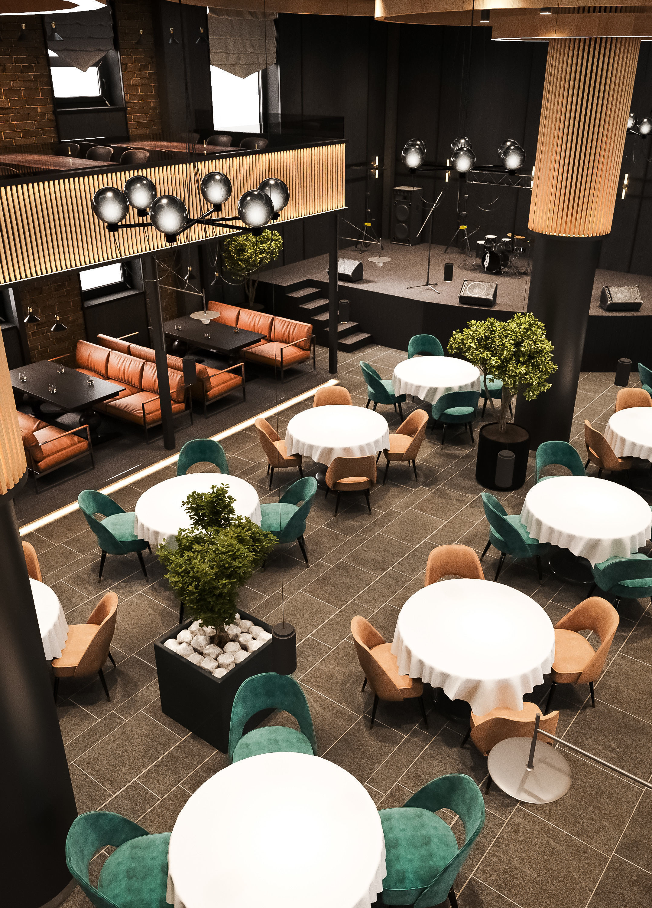 Full 3D scene restaurant industrial design 3D model_10