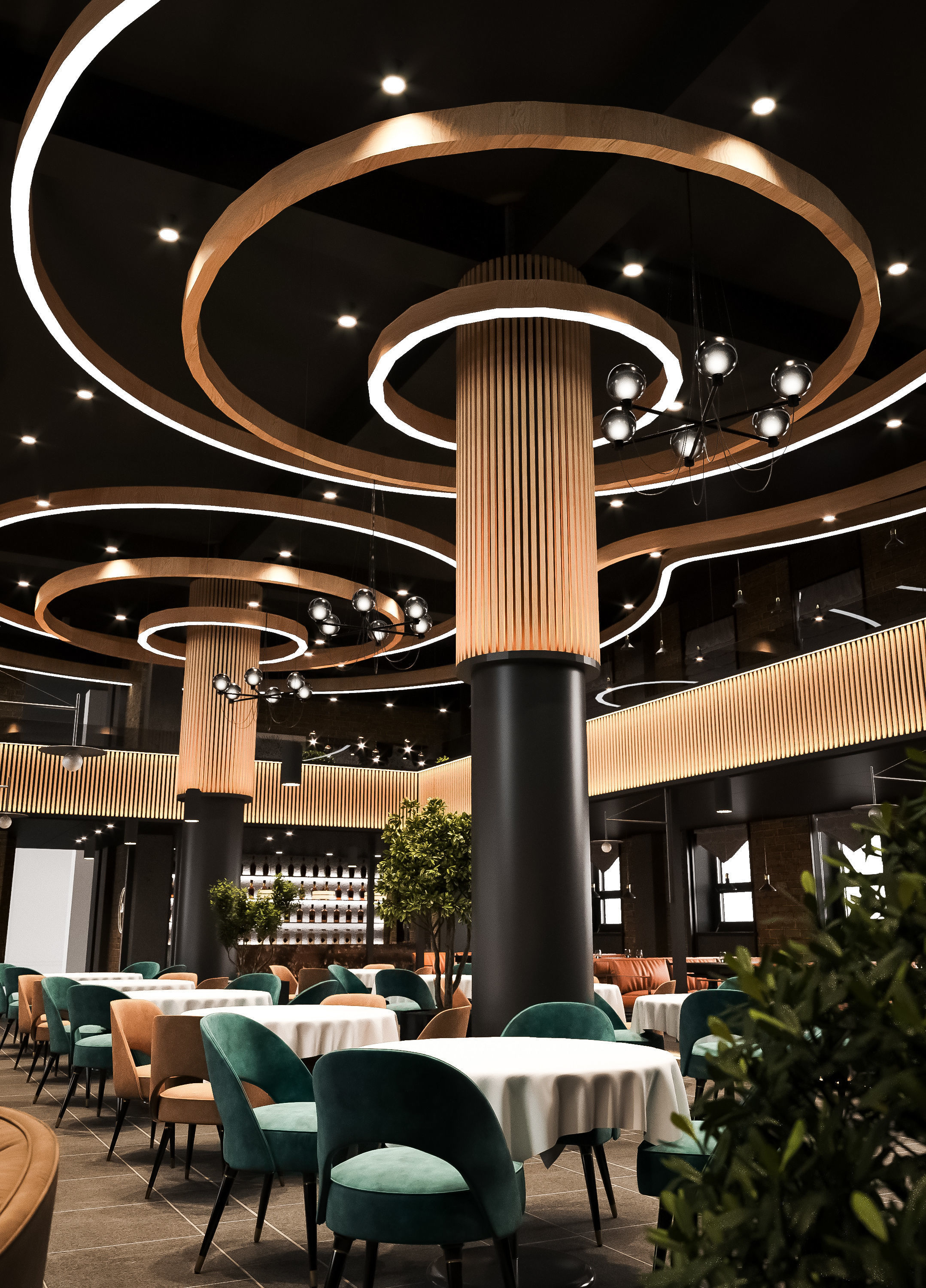 Full 3D scene restaurant industrial design 3D model_11