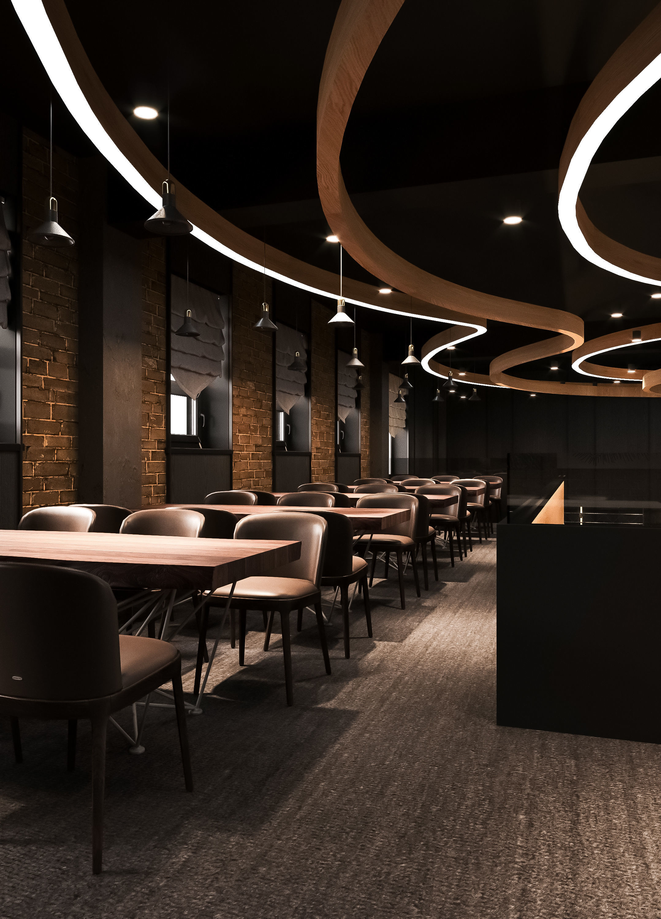 Full 3D scene restaurant industrial design 3D model_7