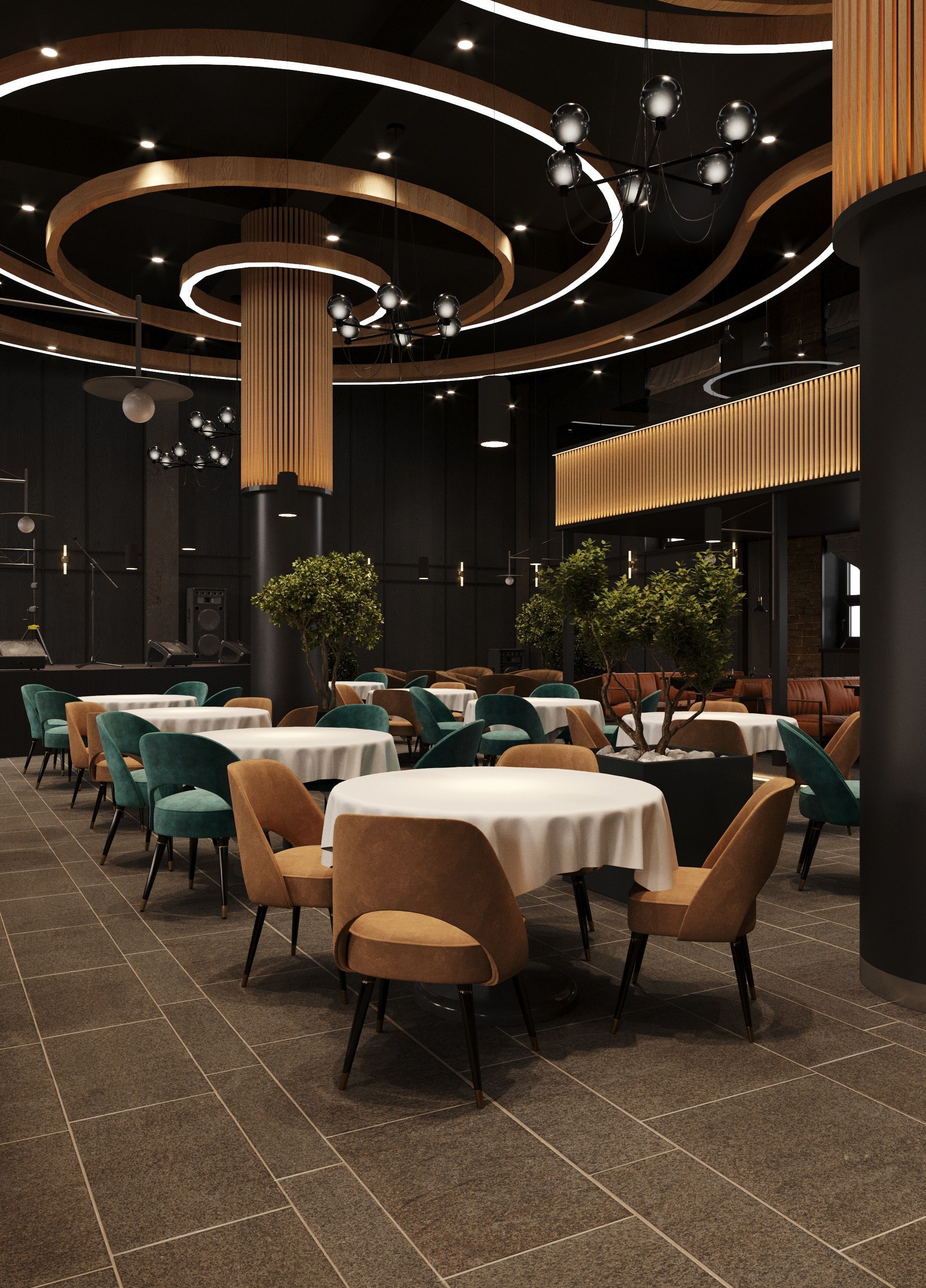 Full 3D scene restaurant industrial design 3D model_5