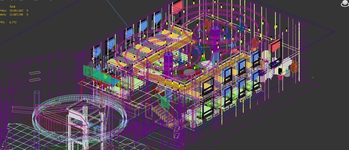 Full 3D scene restaurant industrial design 3D model_12