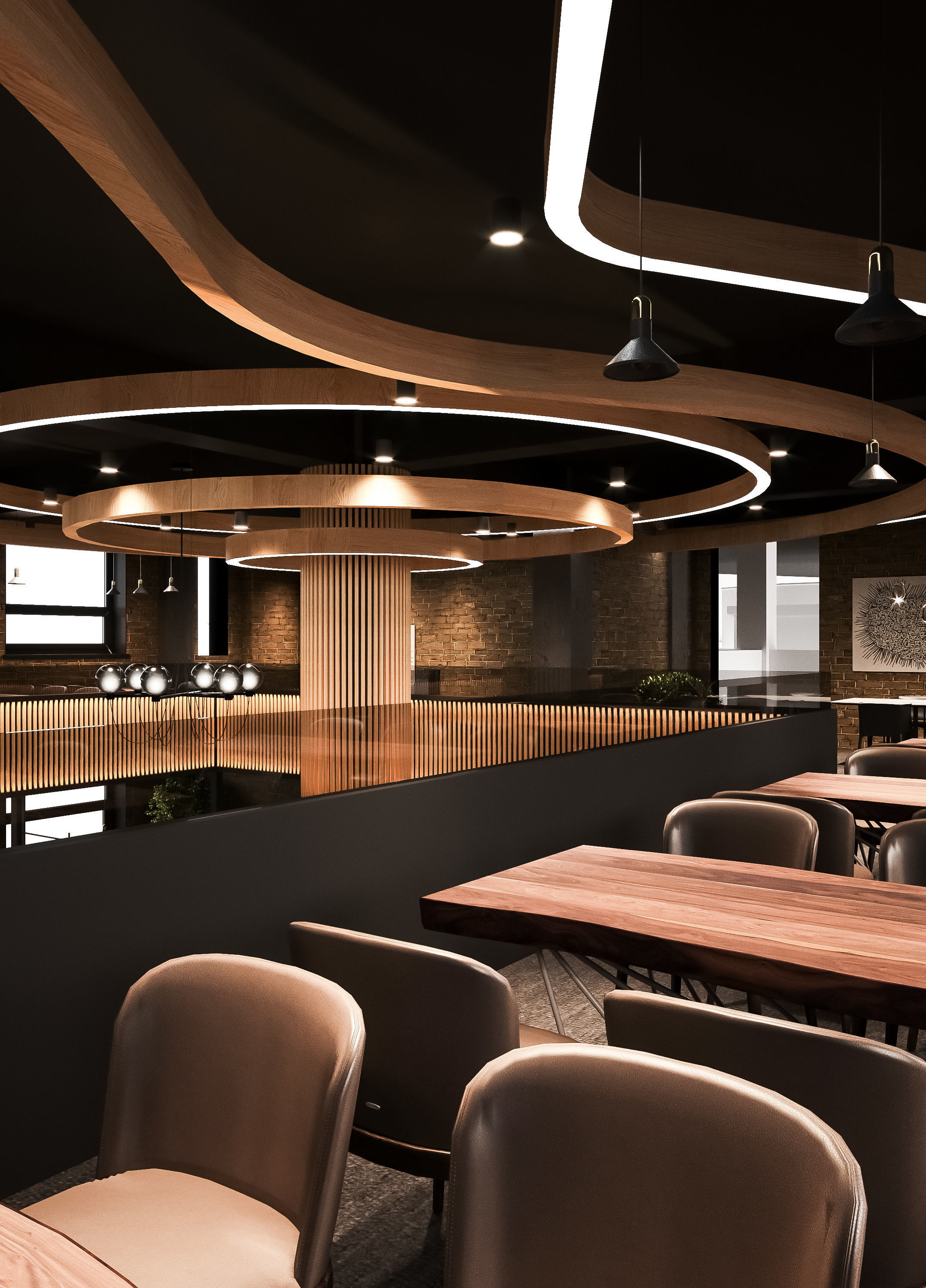 Full 3D scene restaurant industrial design 3D model_8