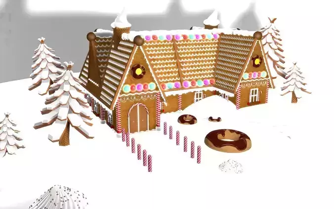 Gingerbread Village V2 Double house 3D model