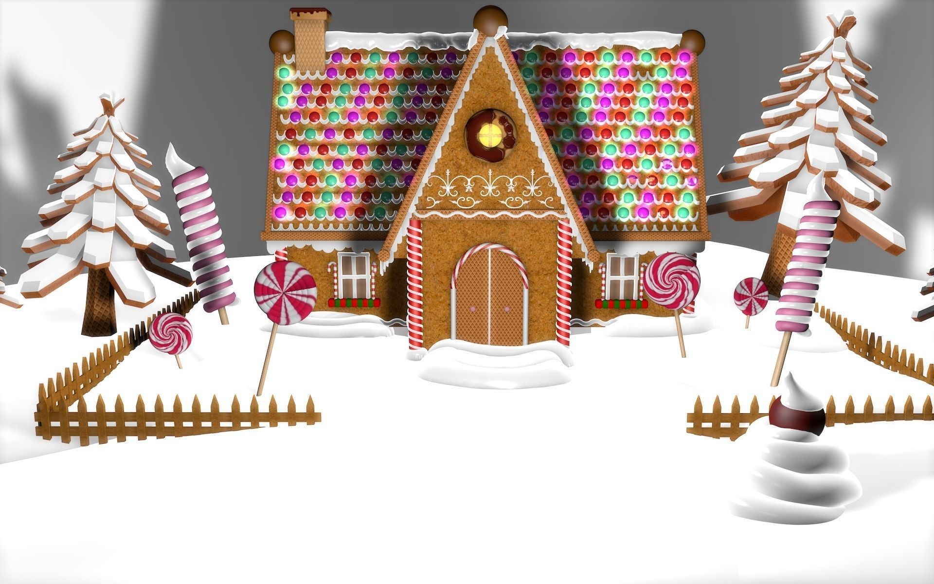 Gingerbread Village V2 Simle house 3D model_2