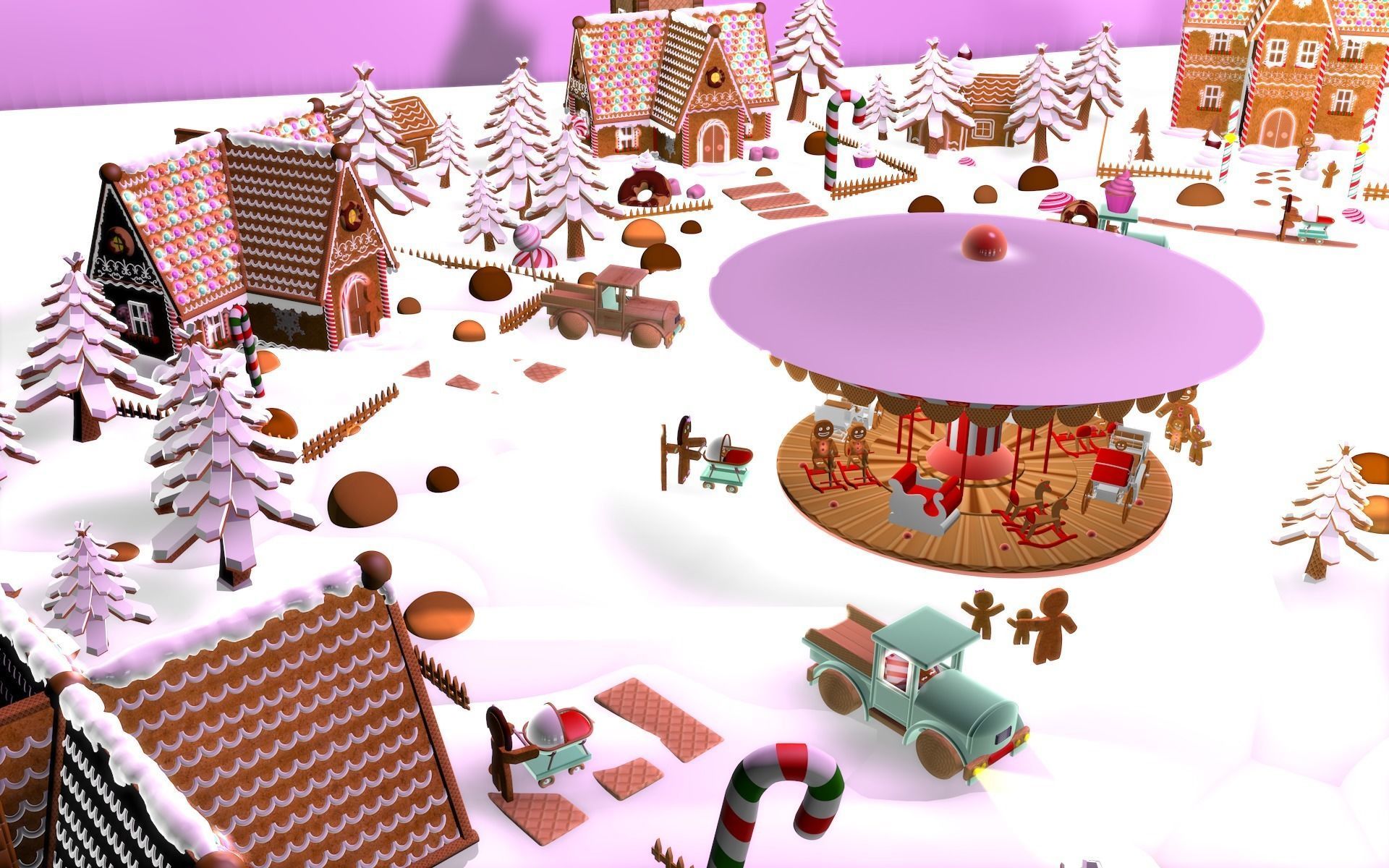 Gingerbread Village V2 Simle house 3D model_4