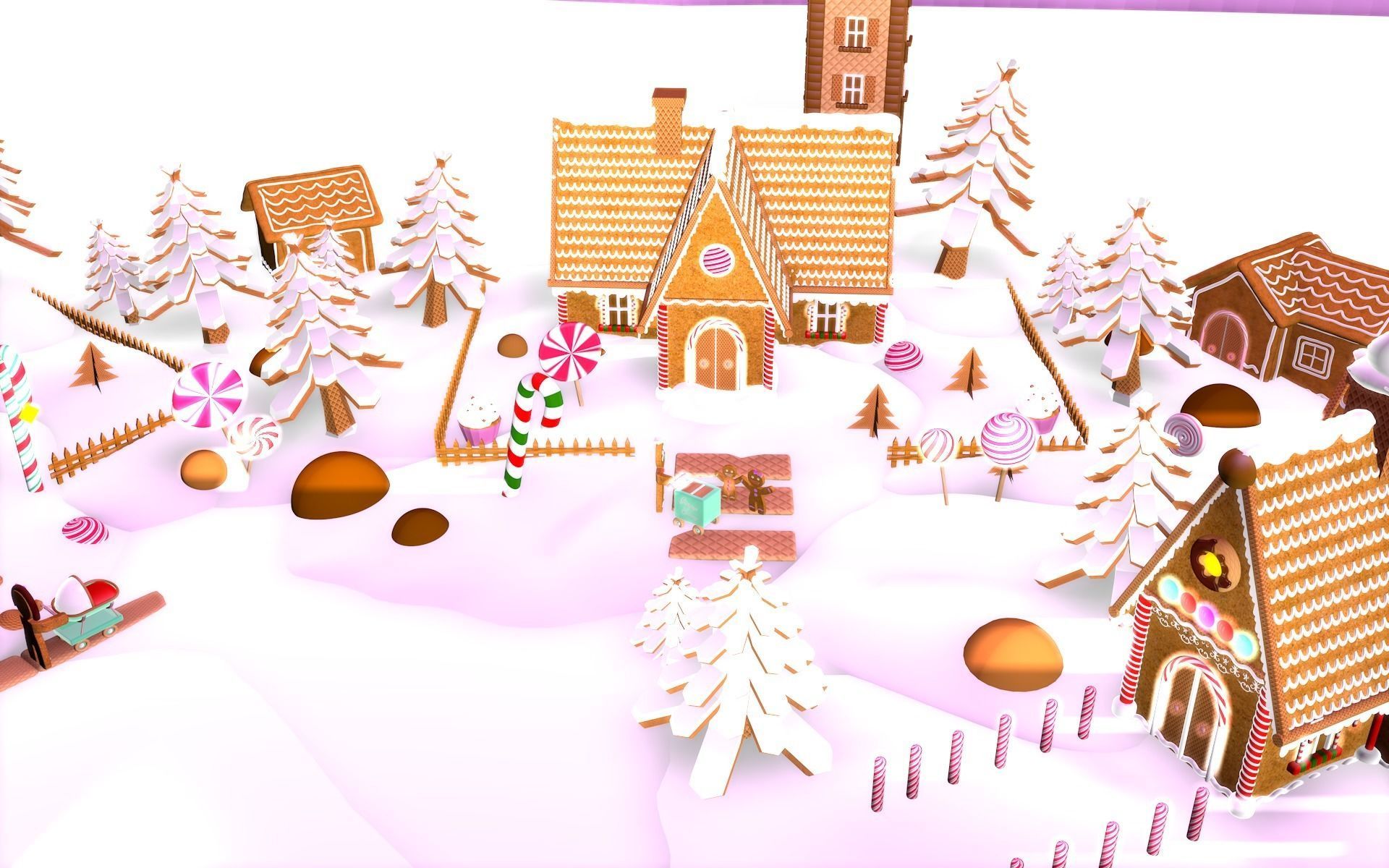 Gingerbread Village V2 Simle house 3D model_5