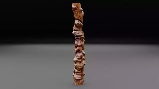 Wood sculpture old man 03 high-poly 