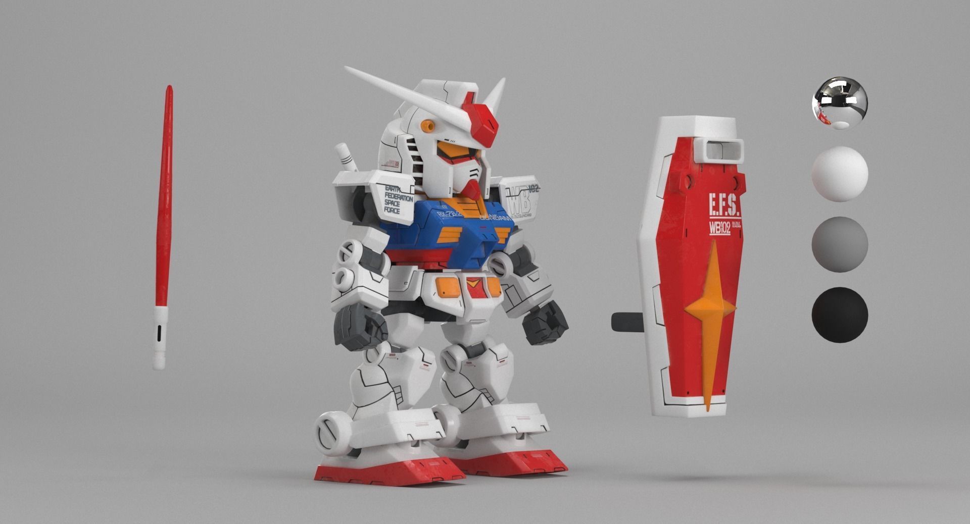 SD CROSS SILHOUETTE RX-78-2 - VFX 3D model_2