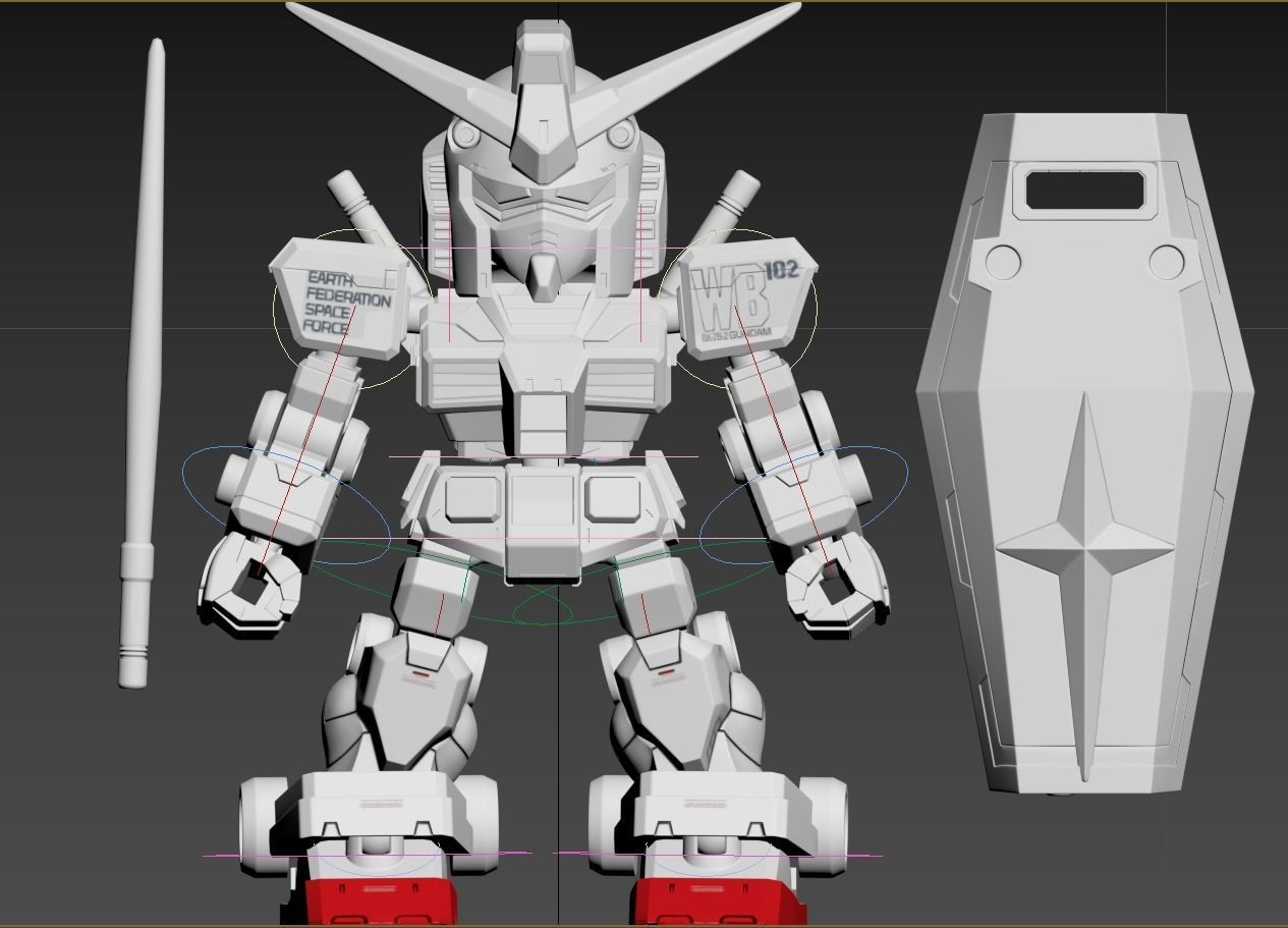SD CROSS SILHOUETTE RX-78-2 - VFX 3D model_5