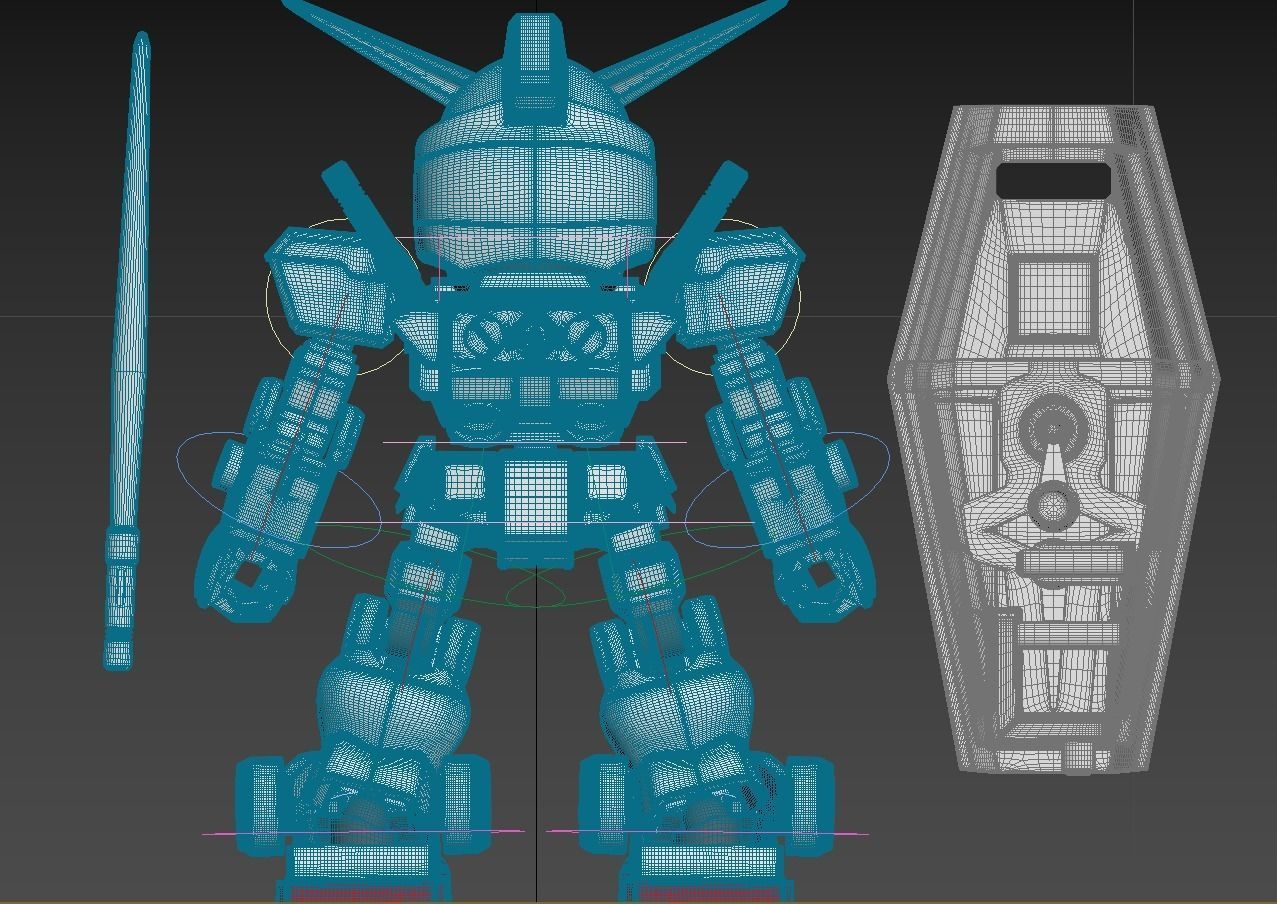SD CROSS SILHOUETTE RX-78-2 - VFX 3D model_9