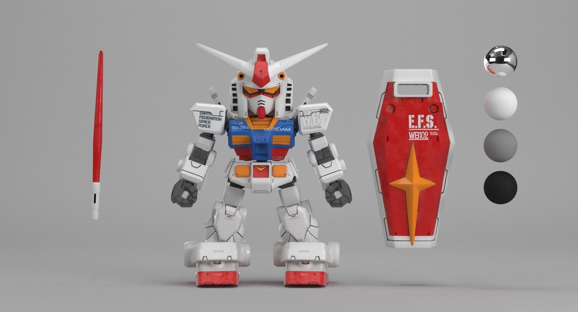 SD CROSS SILHOUETTE RX-78-2 - VFX 3D model_1