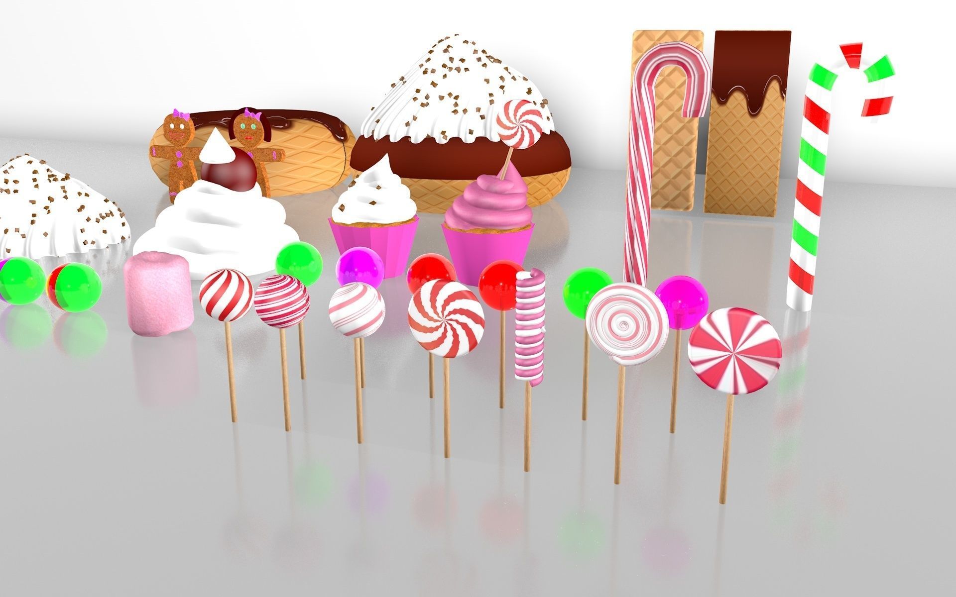 Gingerbread Village V2 candy and sweet 3D model_3