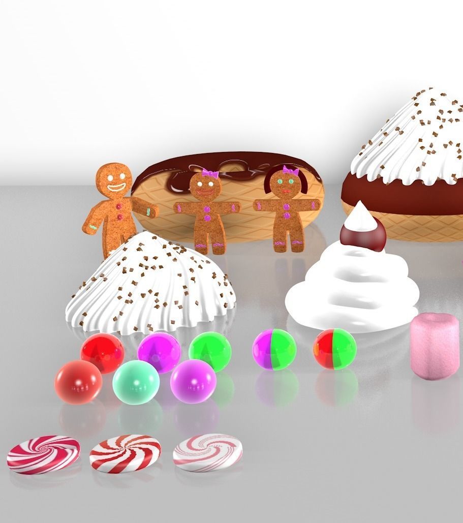 Gingerbread Village V2 candy and sweet 3D model_5