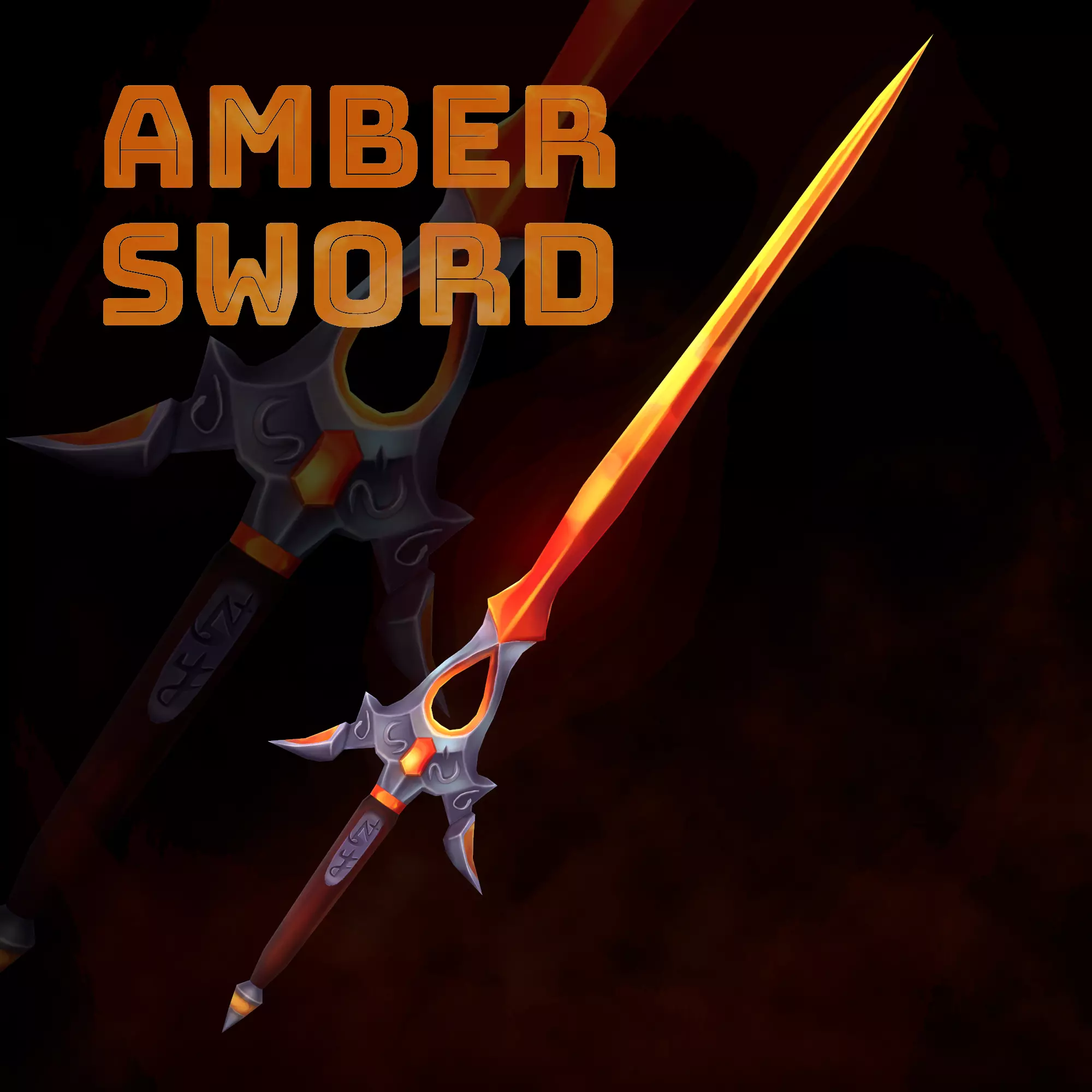 Handpainted Fantasy Amber Sword Low-poly 3D model