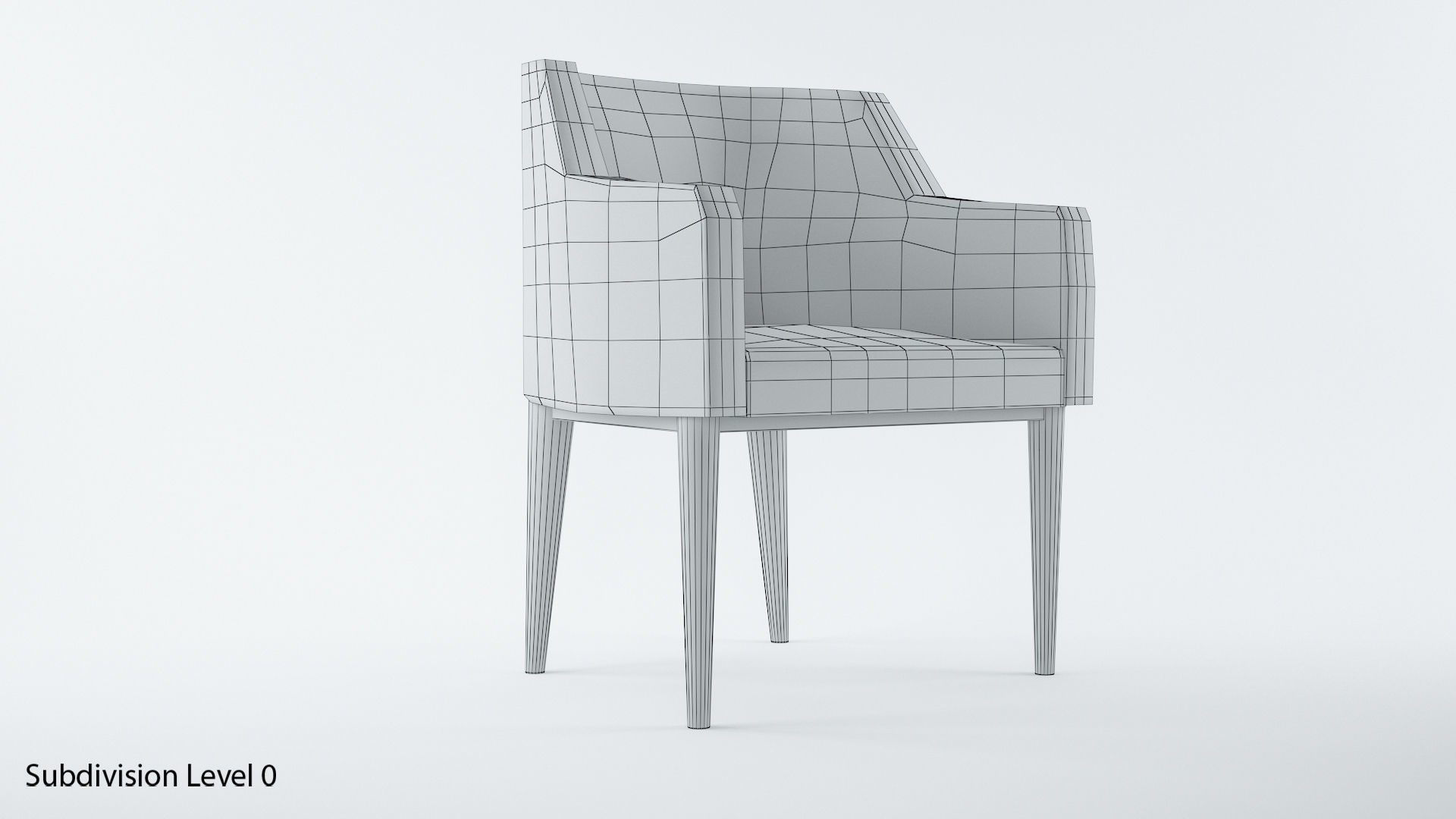 Armchair dining chair with wooden legs Low-poly 3D model_6