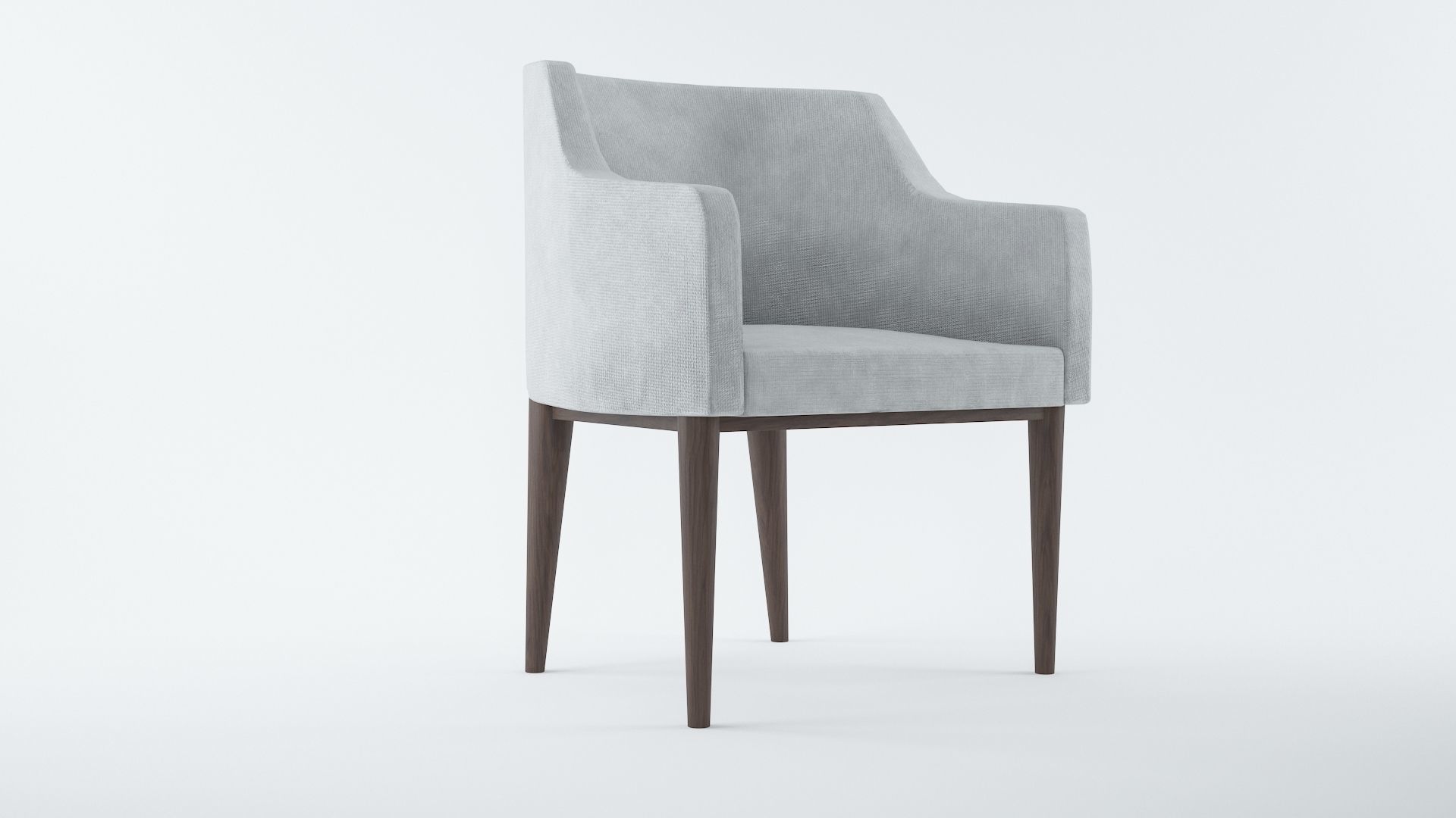 Armchair dining chair with wooden legs Low-poly 3D model_4