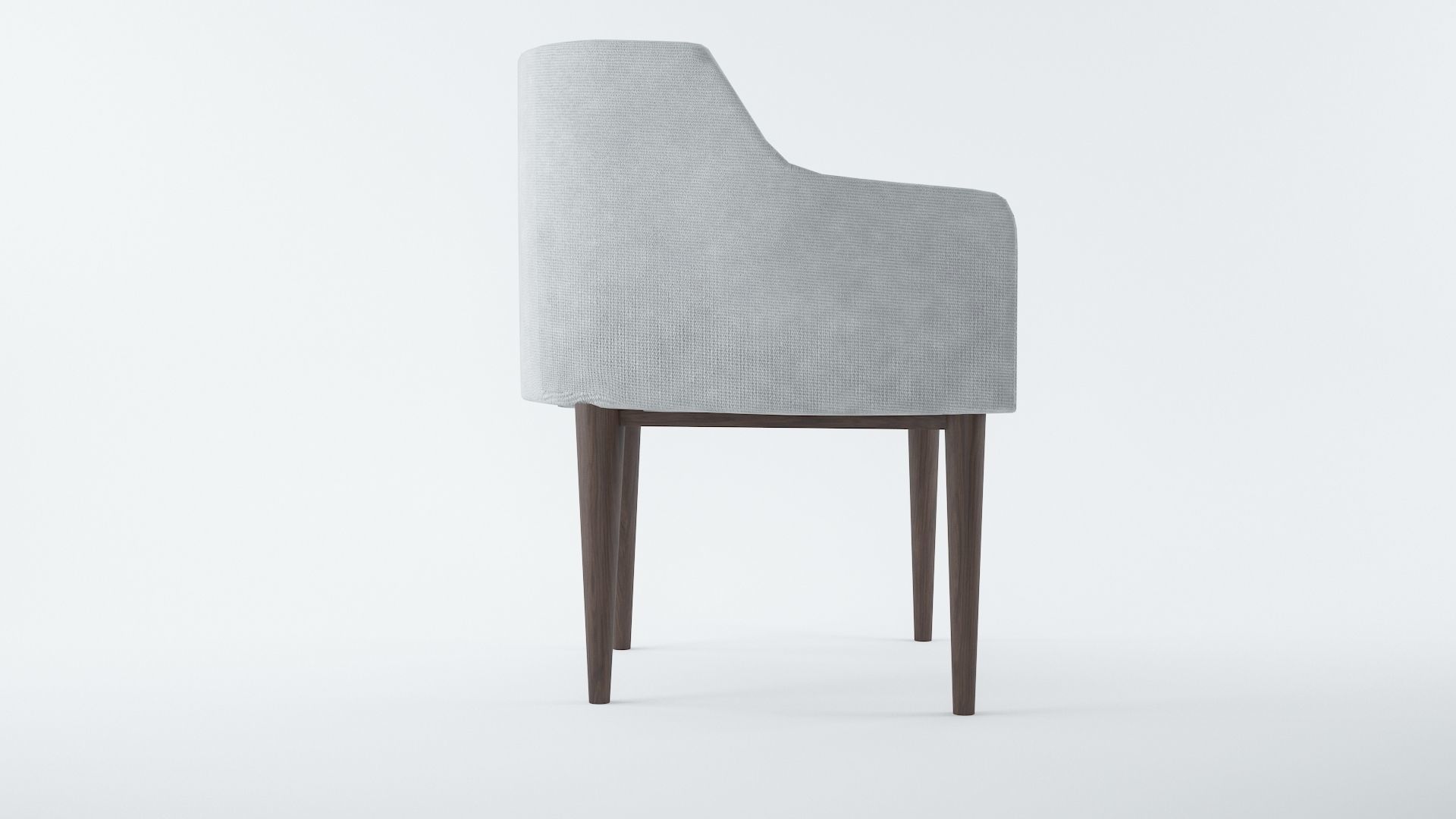 Armchair dining chair with wooden legs Low-poly 3D model_1