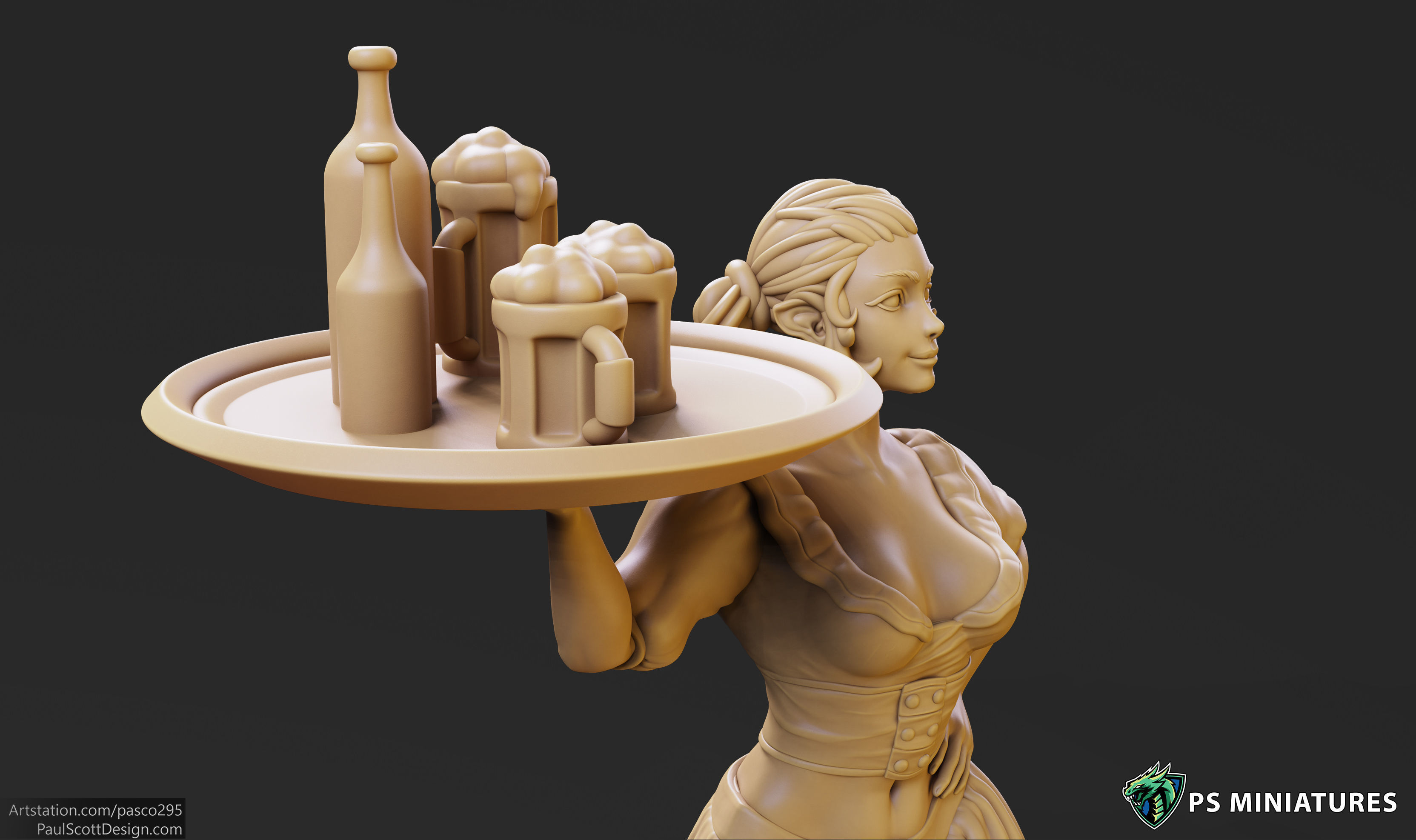 Elf Barmaid 01 - 2 Variants 3D print model_5
