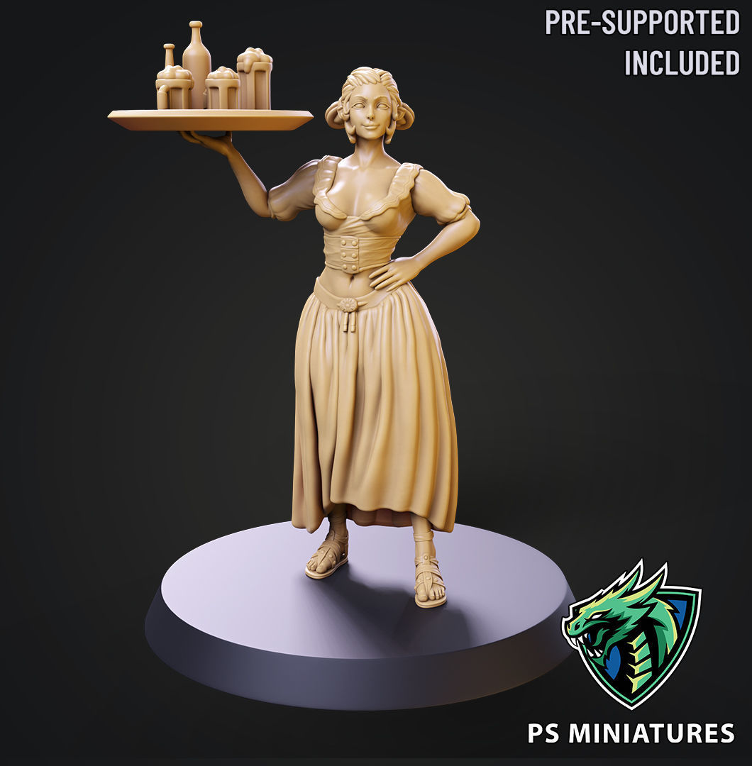 Elf Barmaid 01 - 2 Variants 3D print model_11