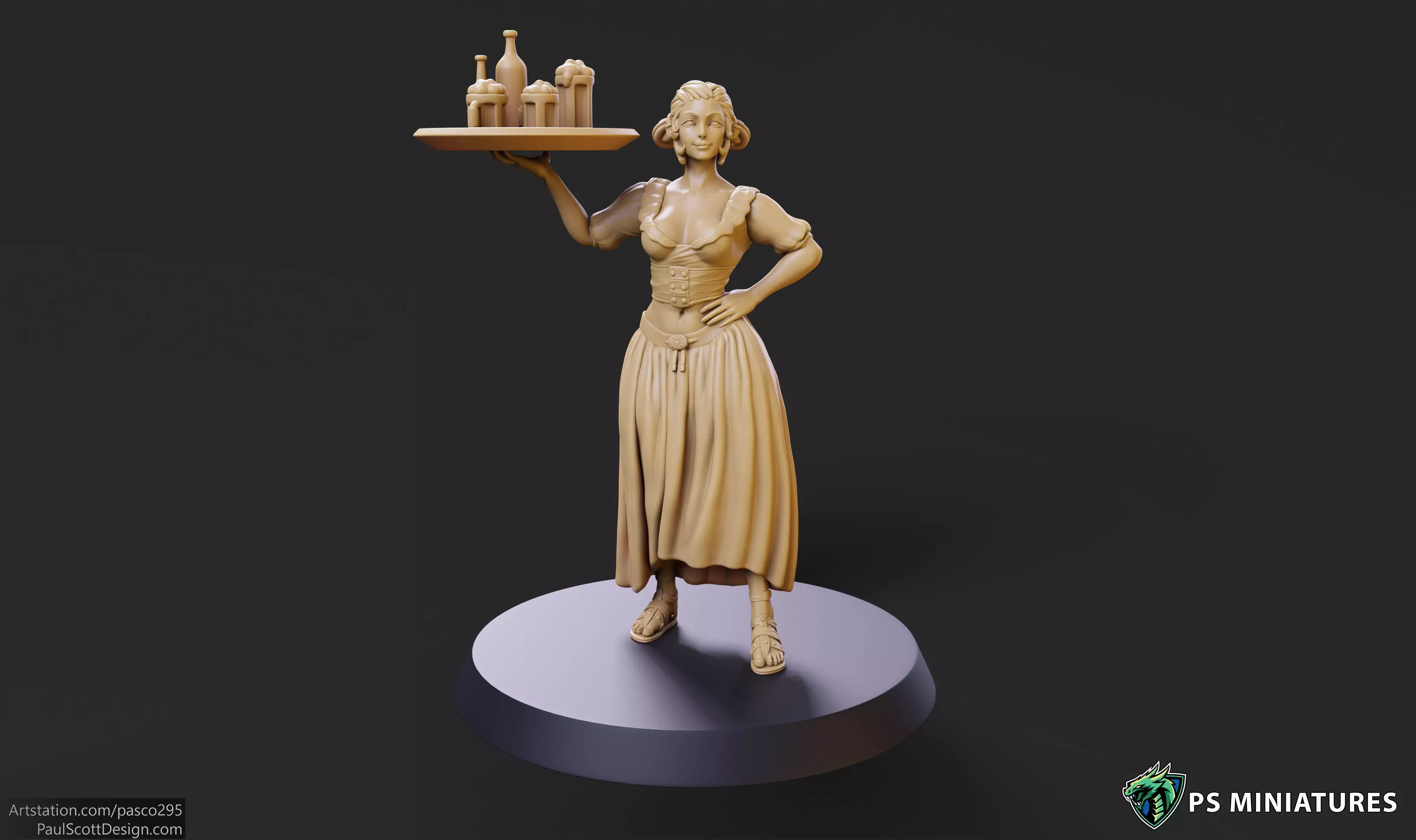 Elf Barmaid 01 - 2 Variants 3D print model_0