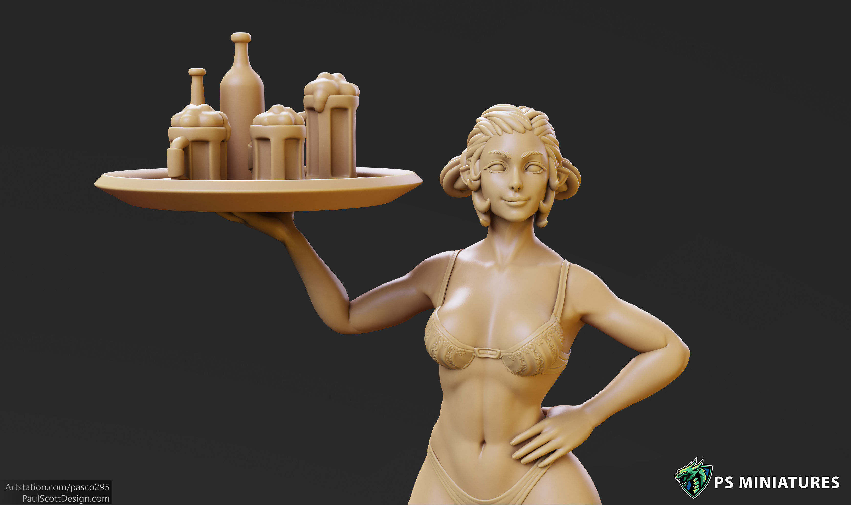 Elf Barmaid 01 - 2 Variants 3D print model_6