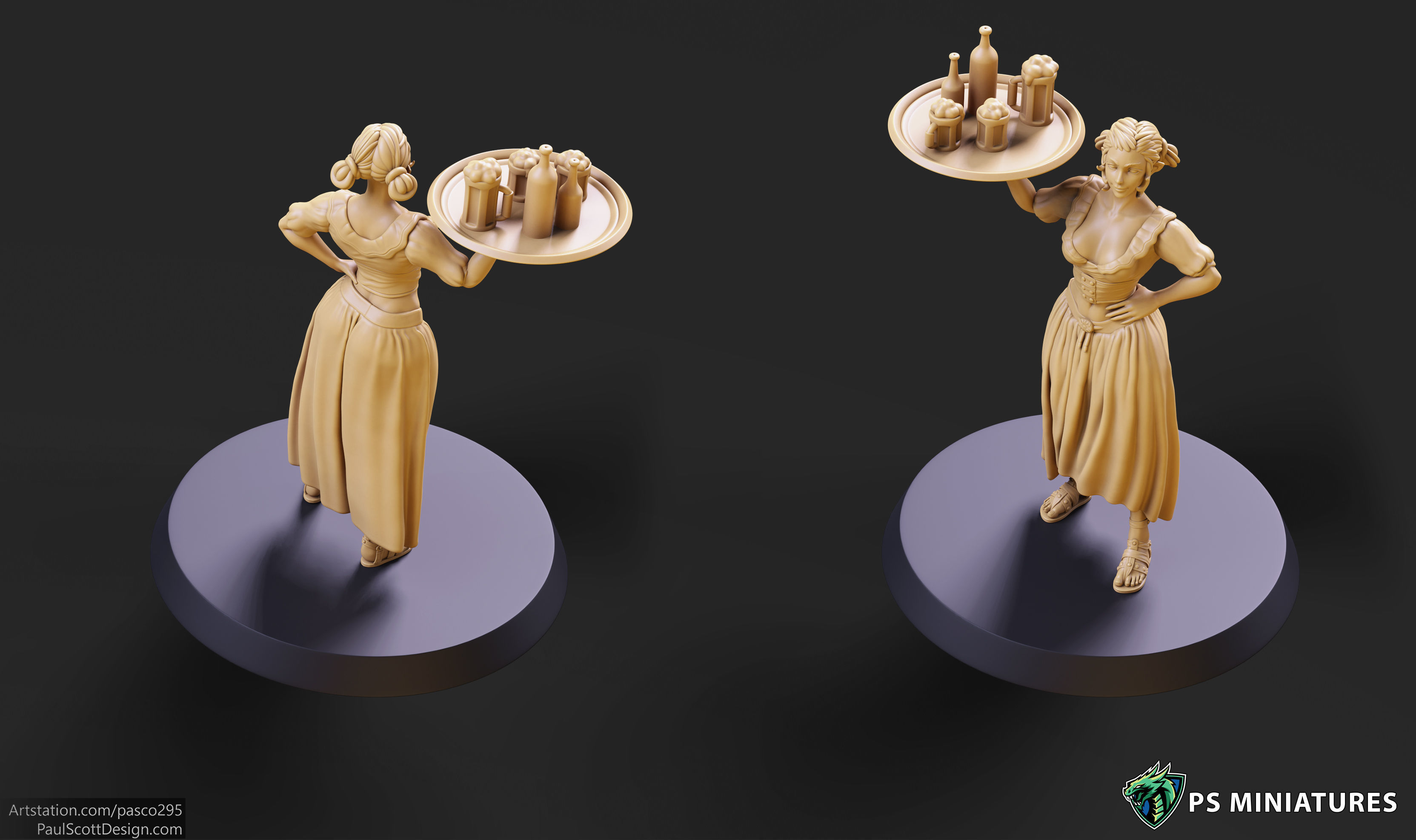 Elf Barmaid 01 - 2 Variants 3D print model_2