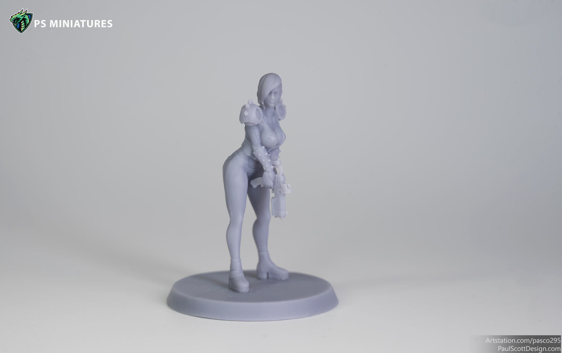 Cyberpunk Scrapper Girl Pose 2 - 3 Variants and Pinup 3D print model_3