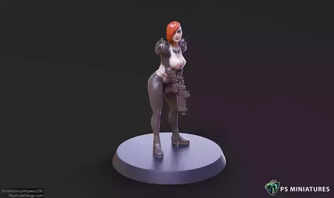Cyberpunk Scrapper Girl Pose 2 - 3 Variants and Pinup 3D print model