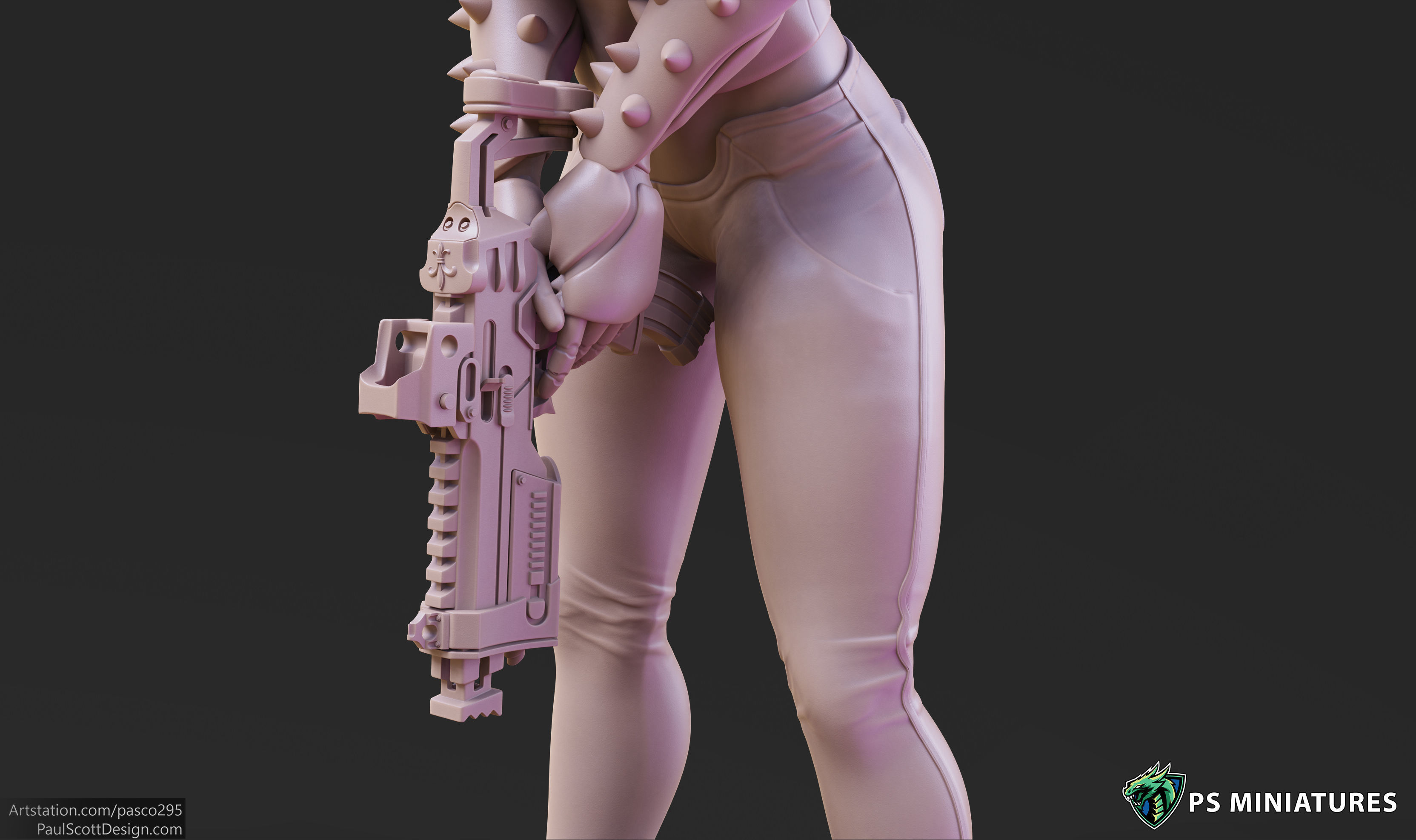 Cyberpunk Scrapper Girl Pose 2 - 3 Variants and Pinup 3D print model_13